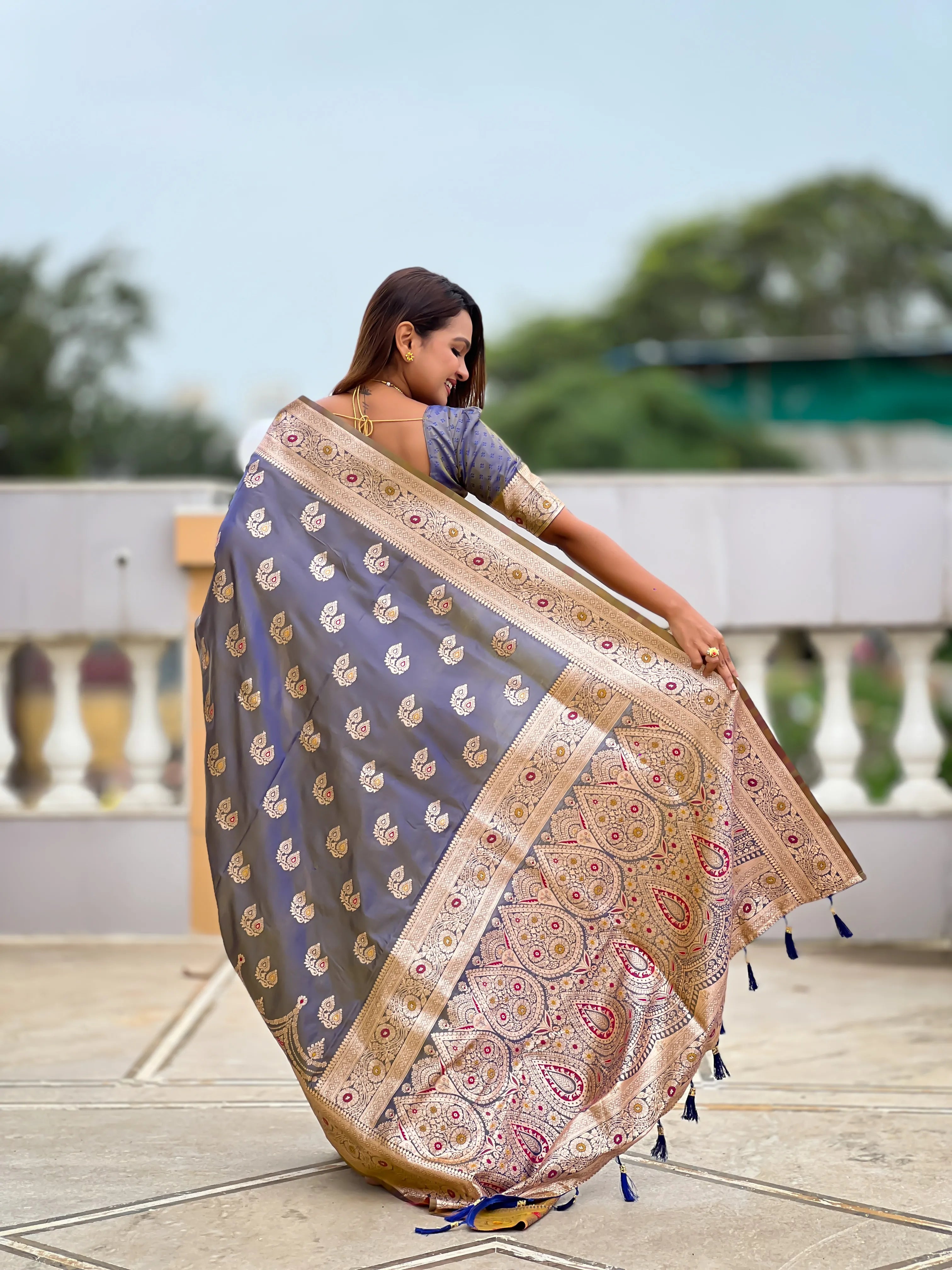 Soft Silk Banarasi Meenakari Saree