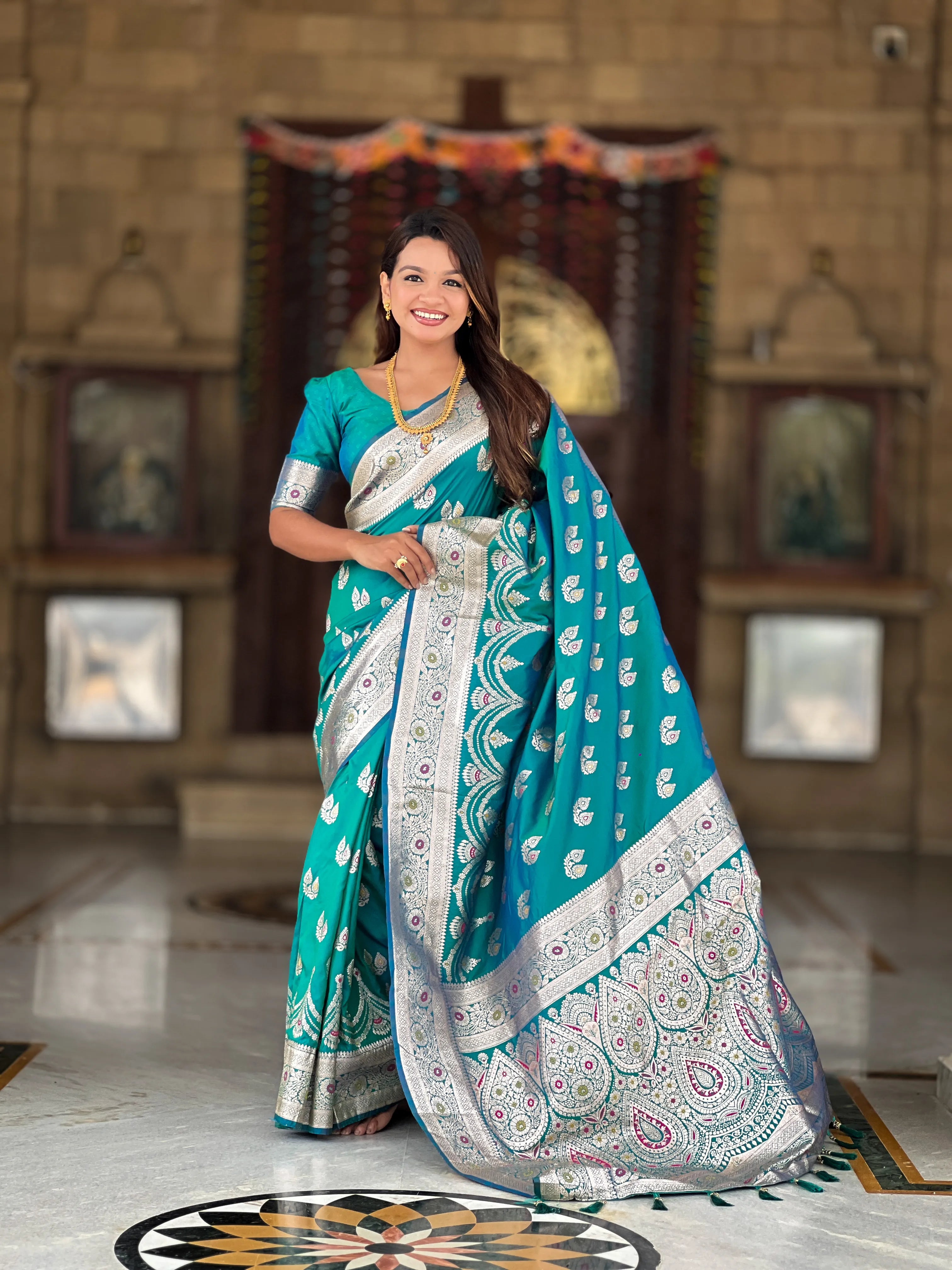 Soft Silk Banarasi Meenakari Saree