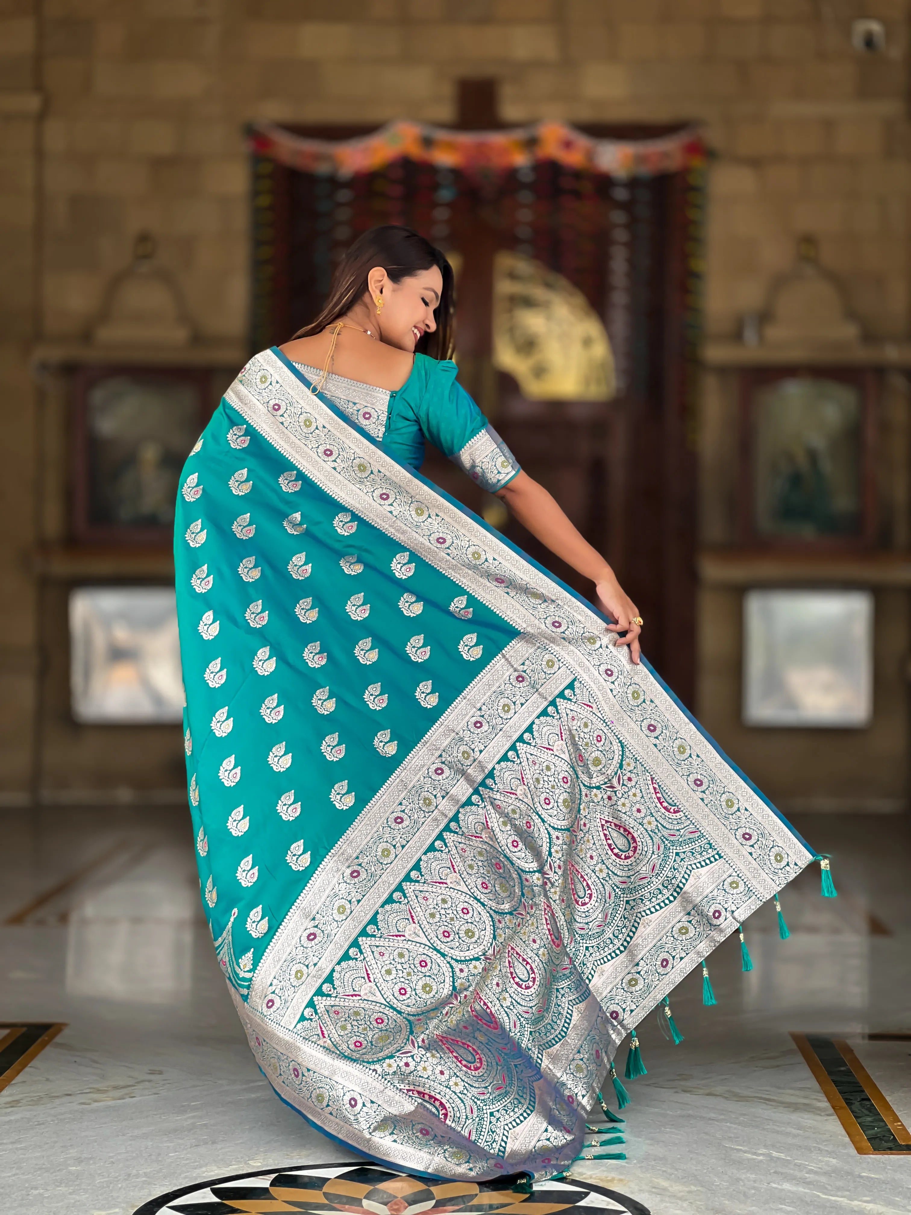 Soft Silk Banarasi Meenakari Saree