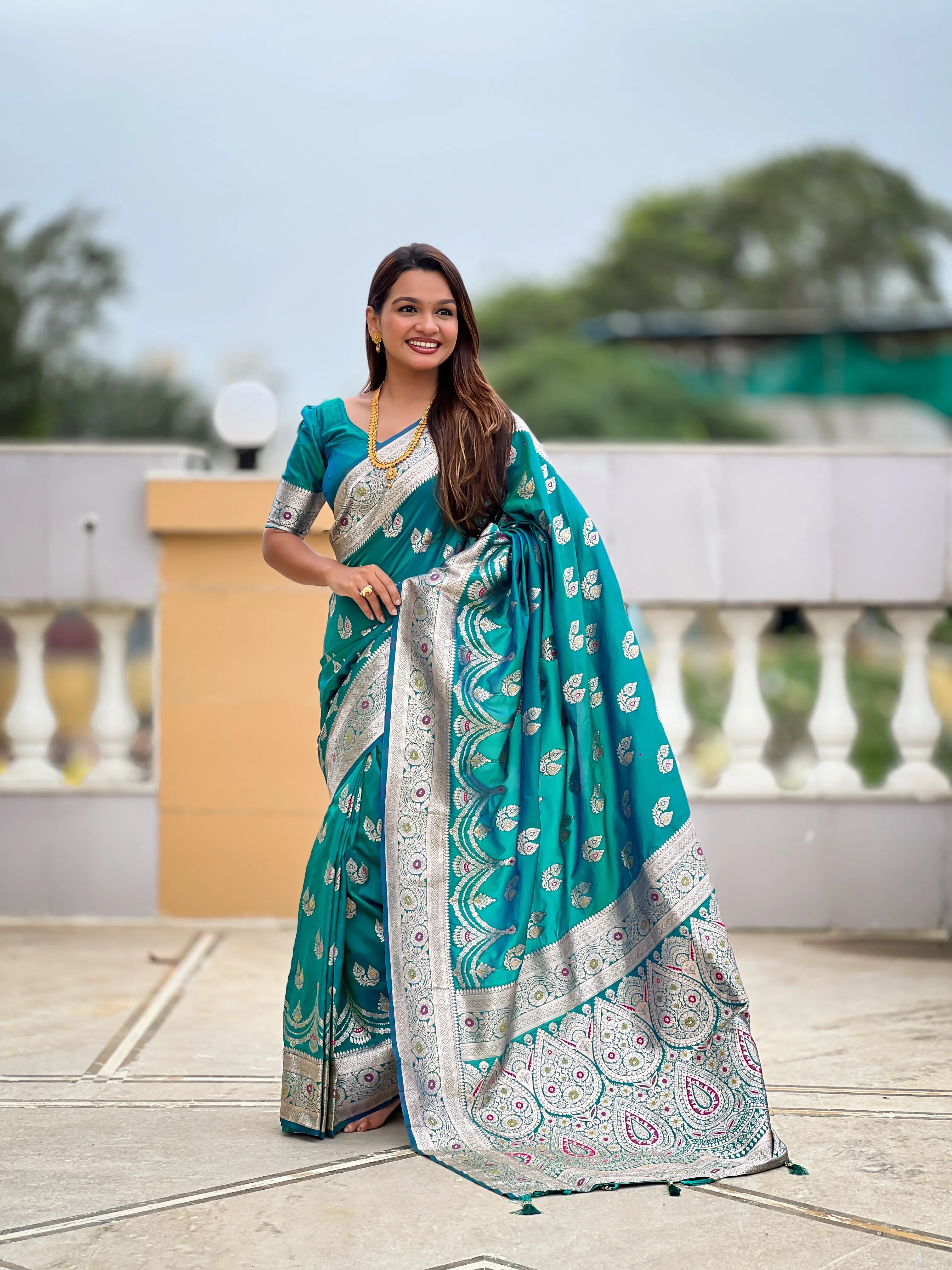 Soft Silk Banarasi Meenakari Saree