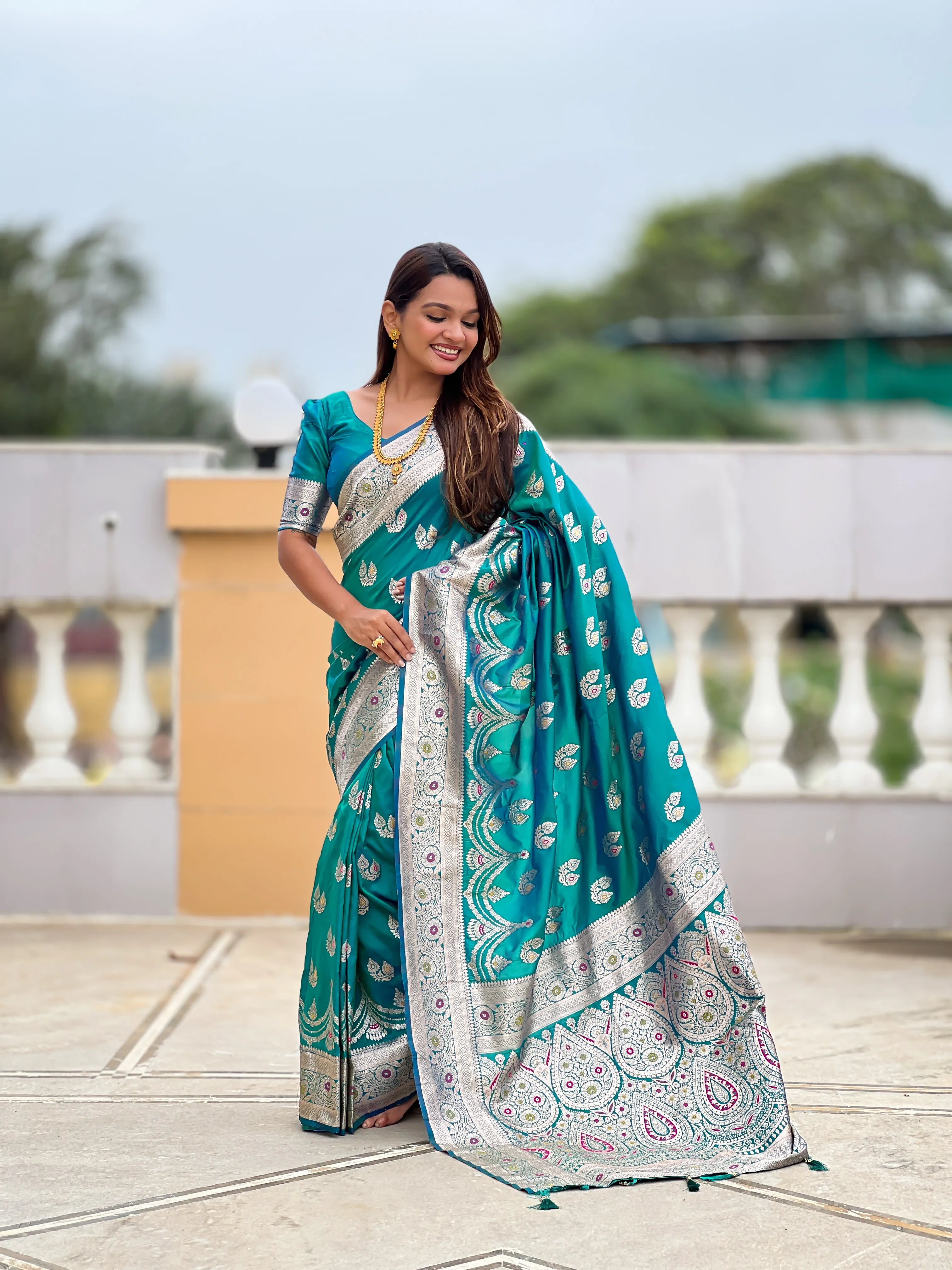 Soft Silk Banarasi Meenakari Saree