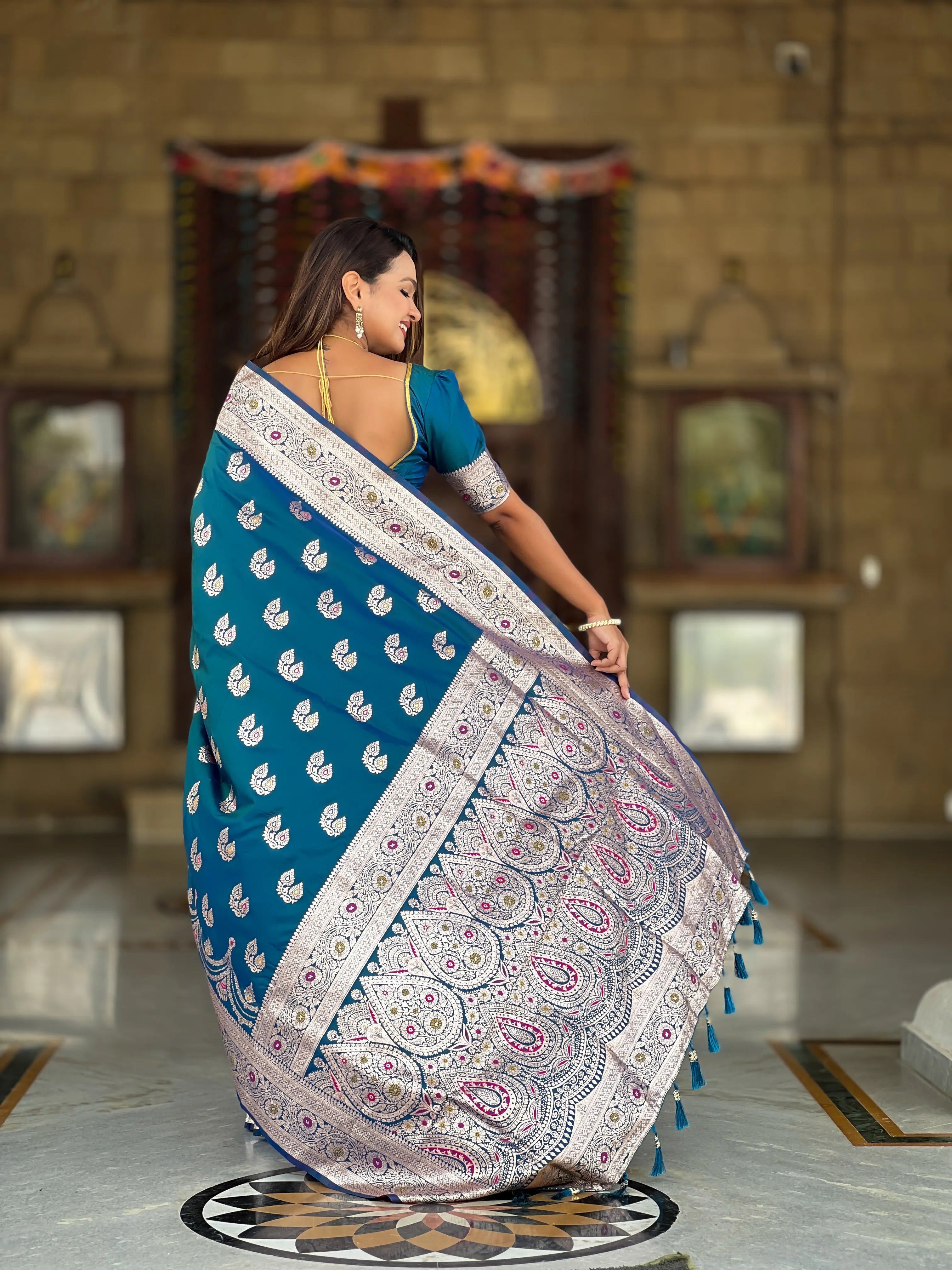 Soft Silk Banarasi Meenakari Saree