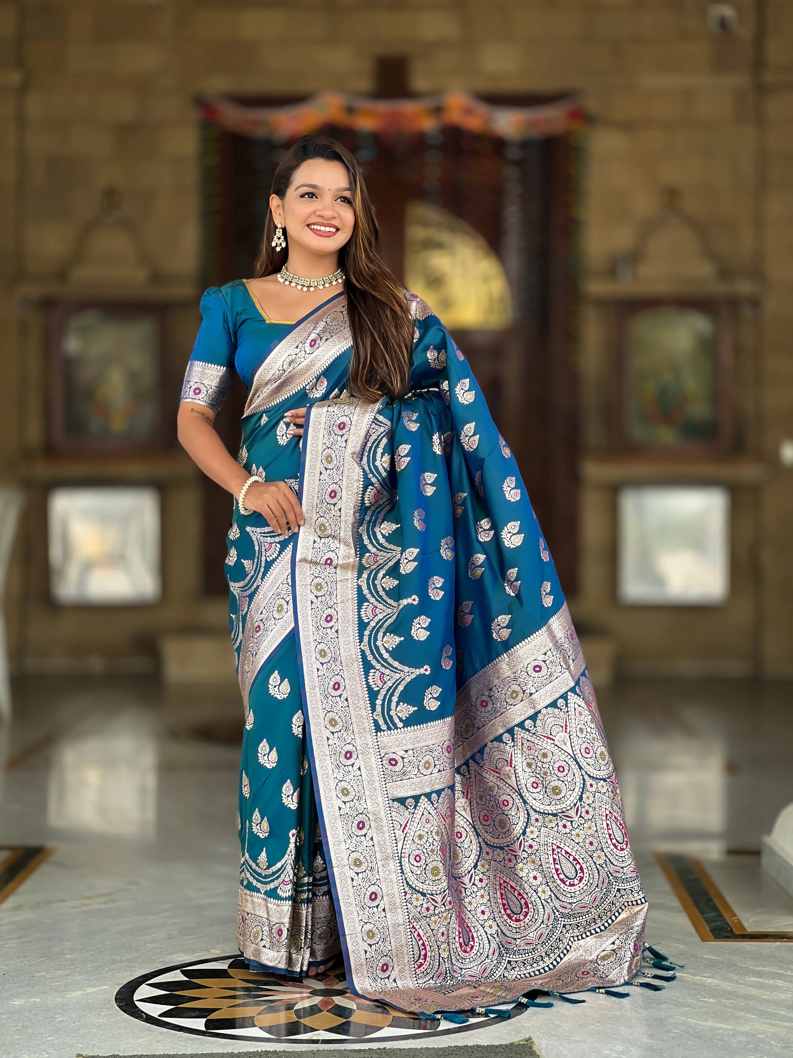 Soft Silk Banarasi Meenakari Saree