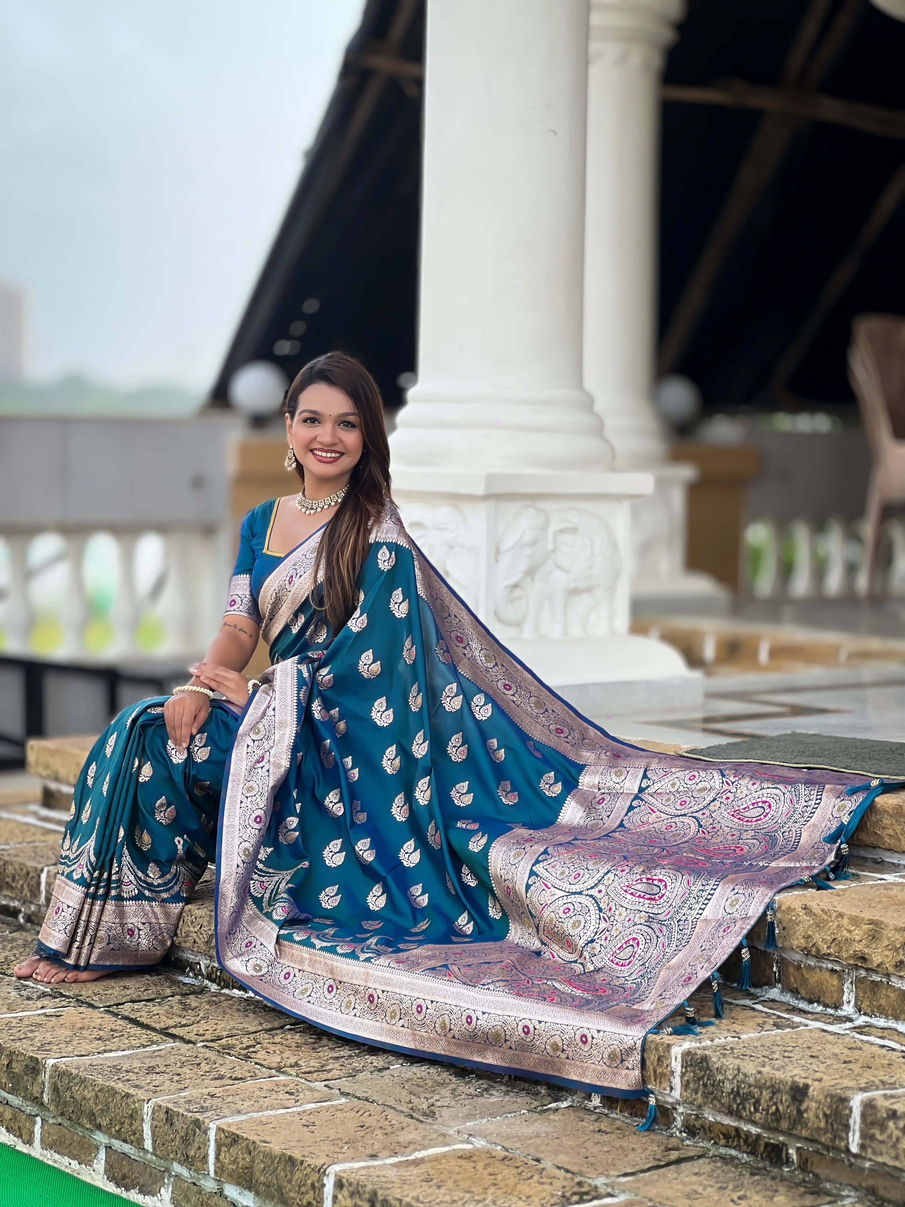 Soft Silk Banarasi Meenakari Saree