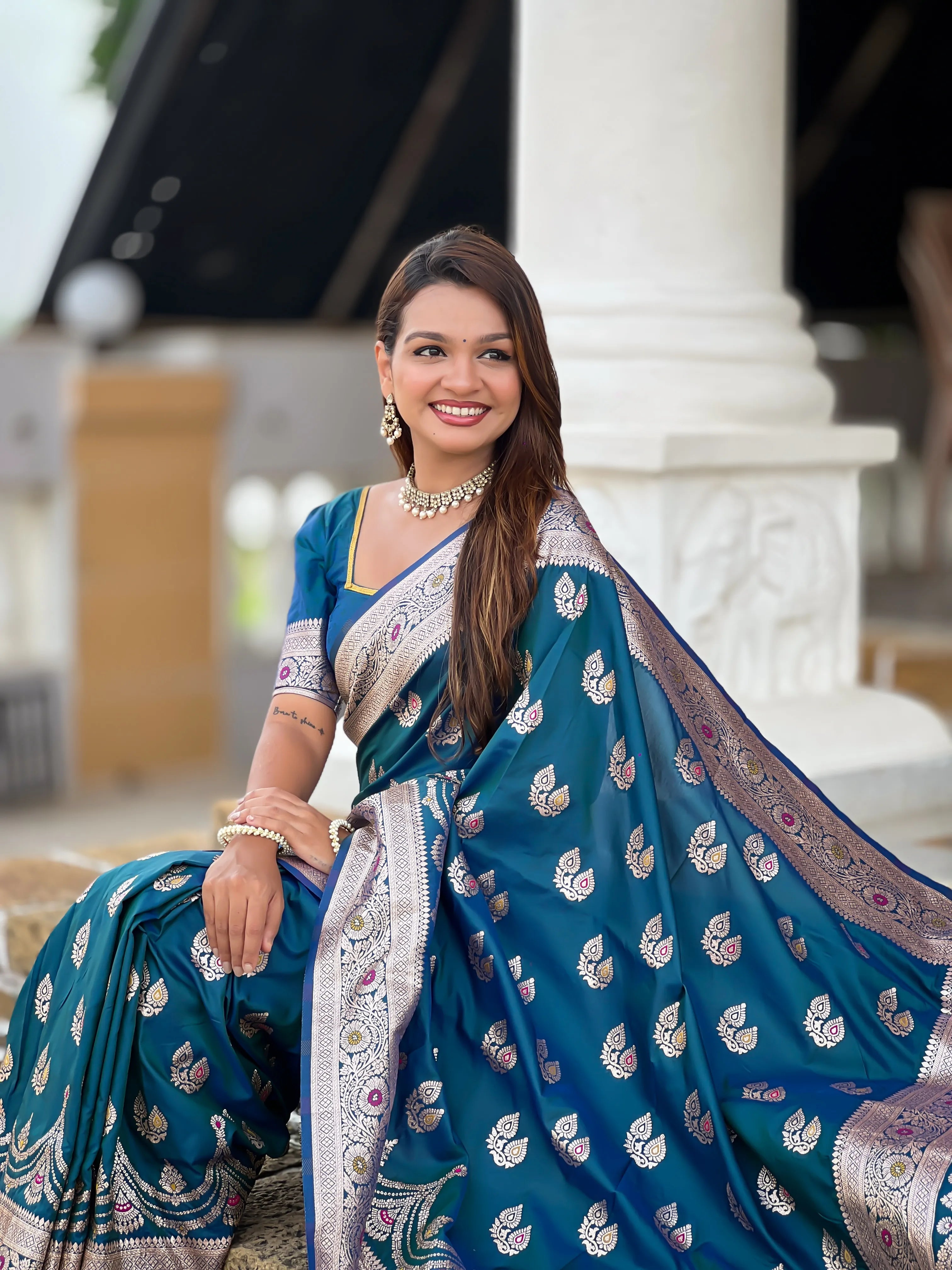 Soft Silk Banarasi Meenakari Saree