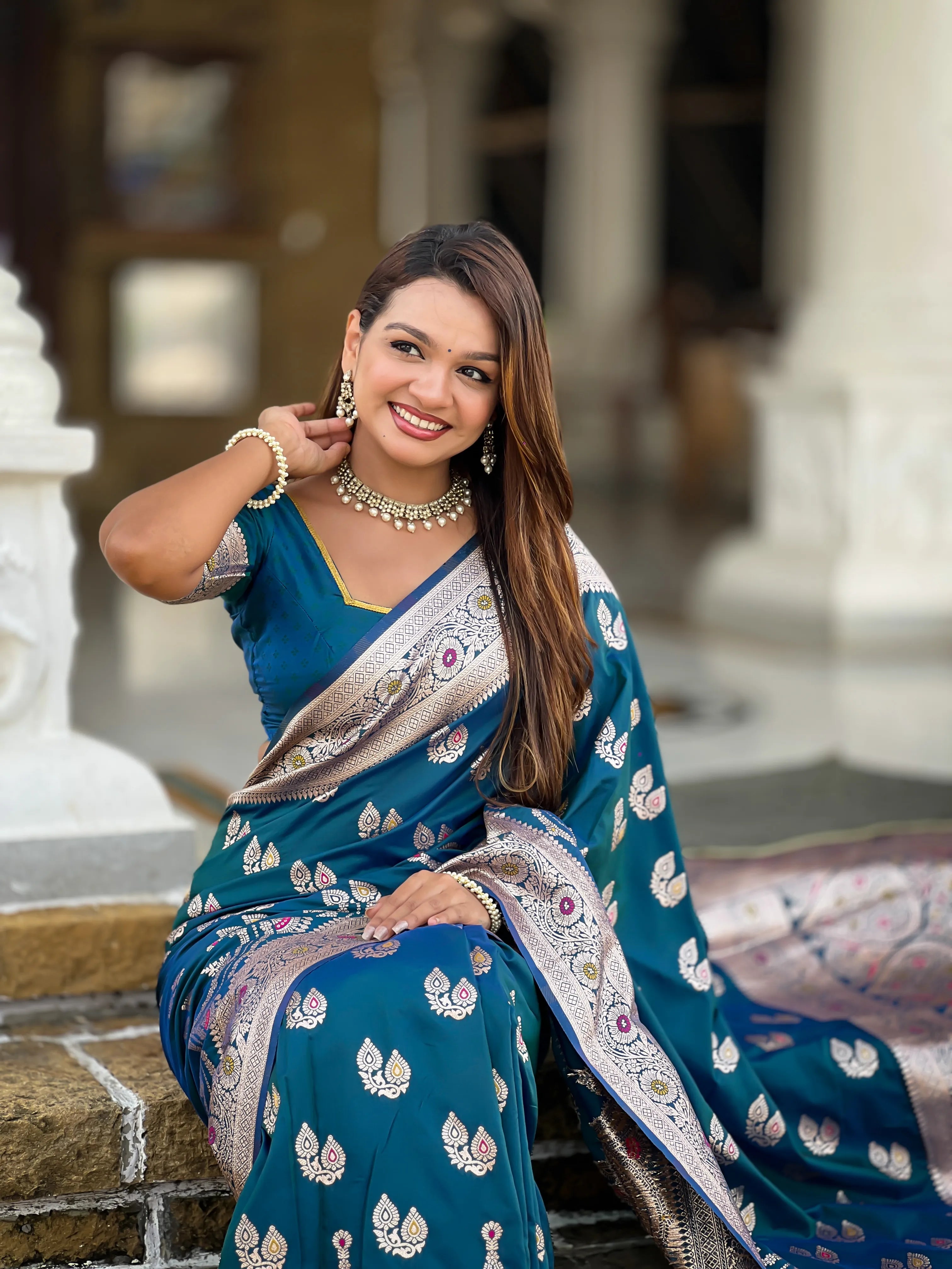 Soft Silk Banarasi Meenakari Saree