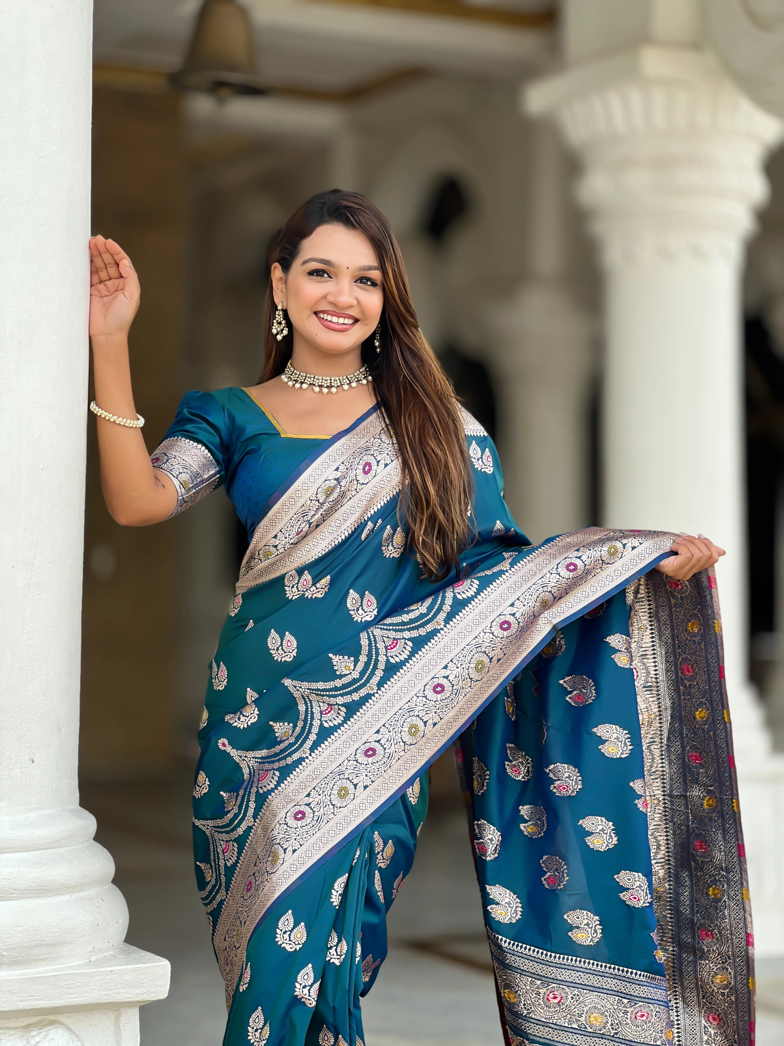 Soft Silk Banarasi Meenakari Saree