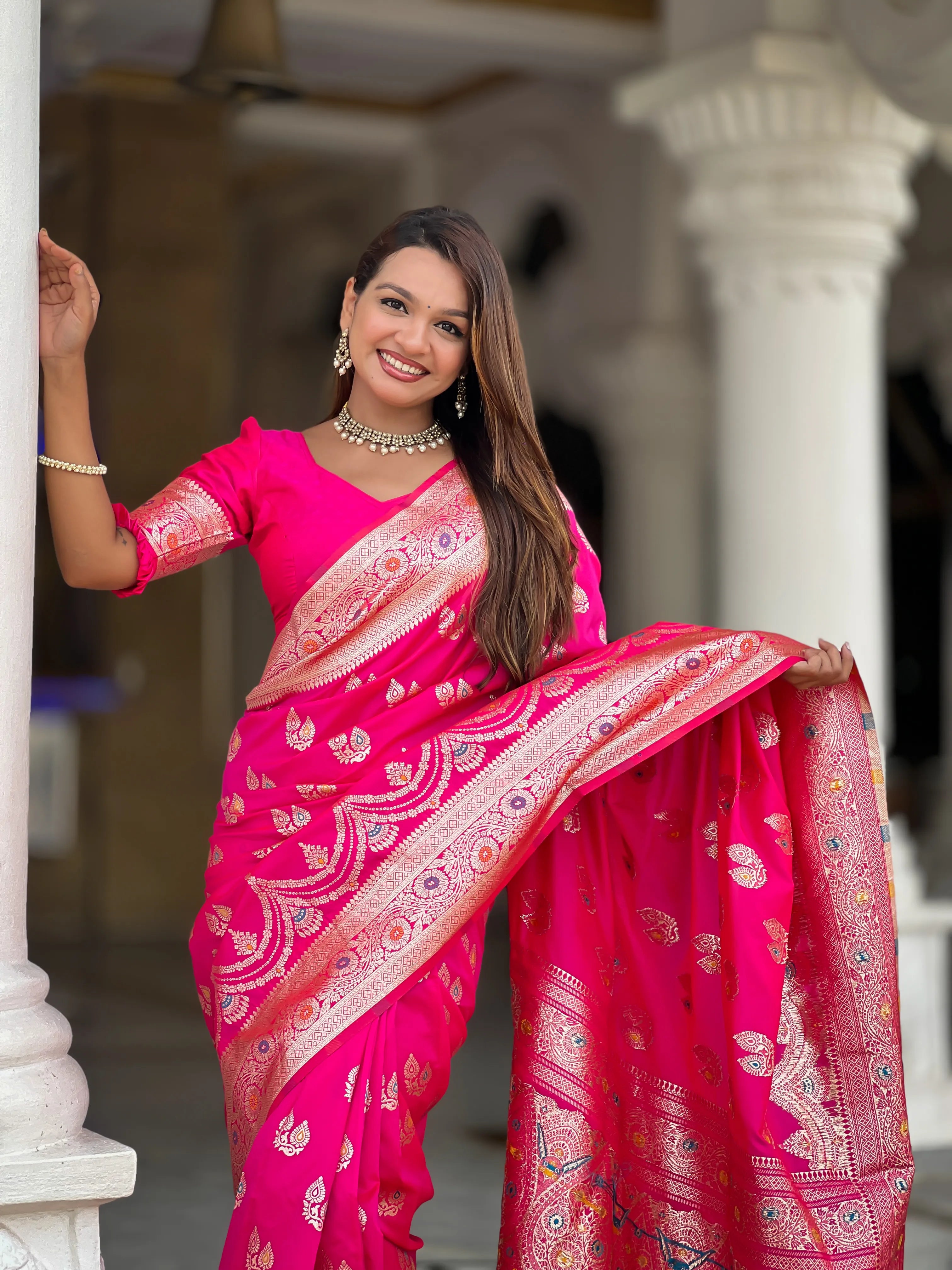 Soft Silk Banarasi Meenakari Saree