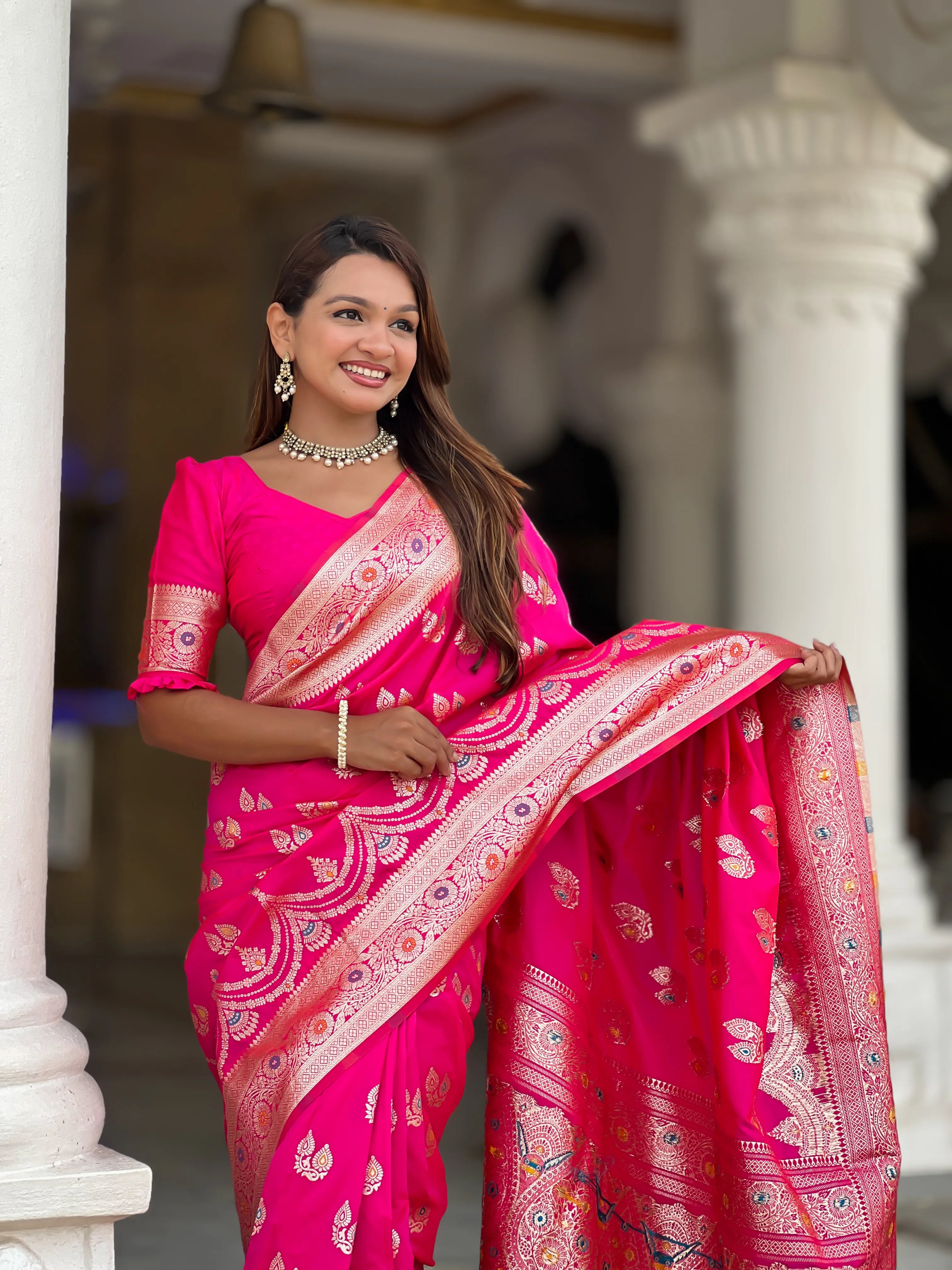 Soft Silk Banarasi Meenakari Saree