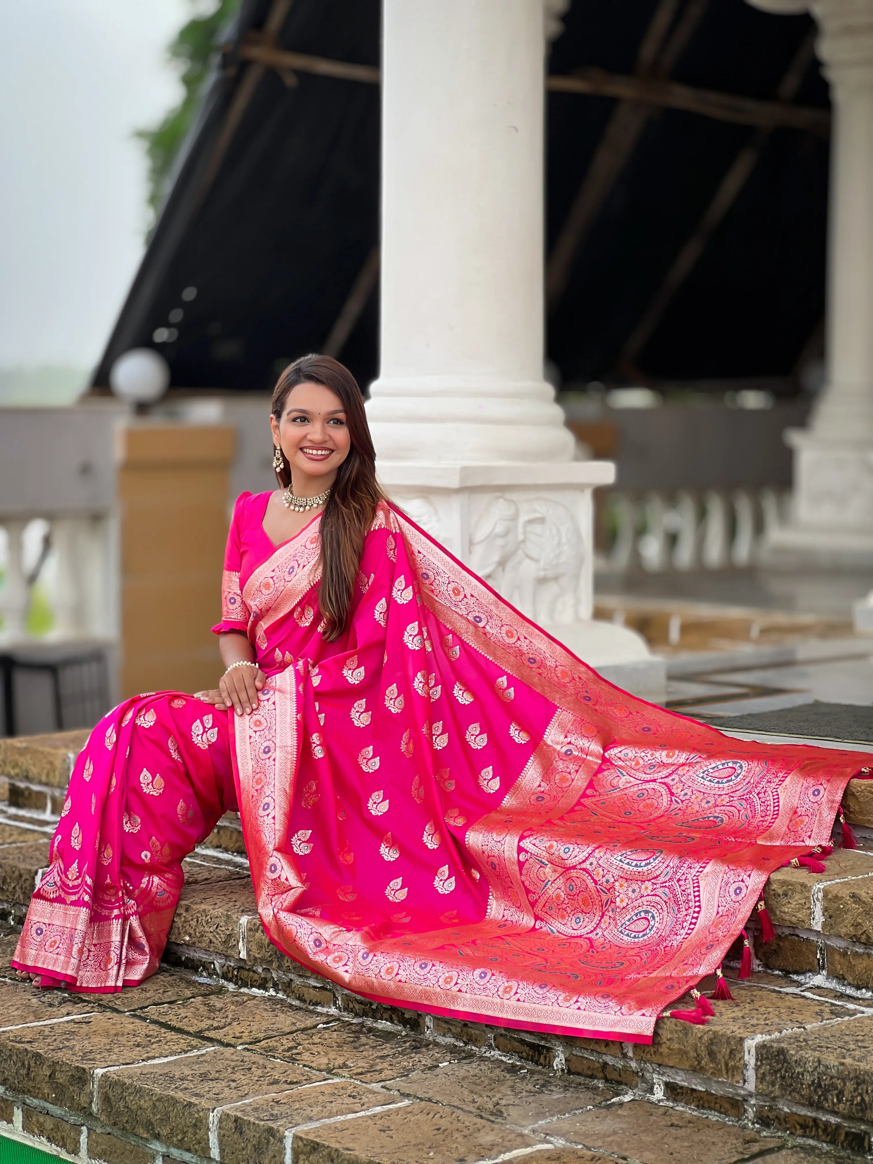 Soft Silk Banarasi Meenakari Saree