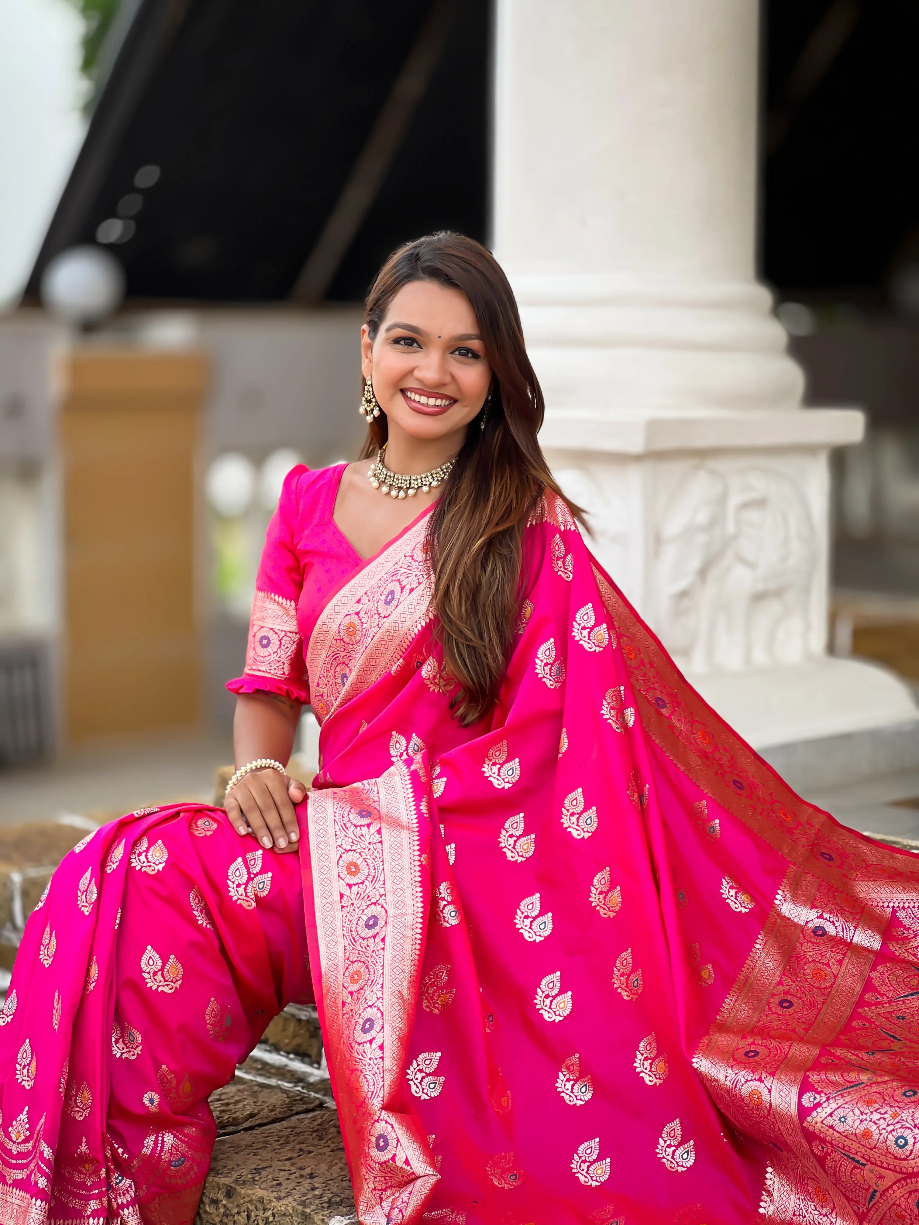 Soft Silk Banarasi Meenakari Saree