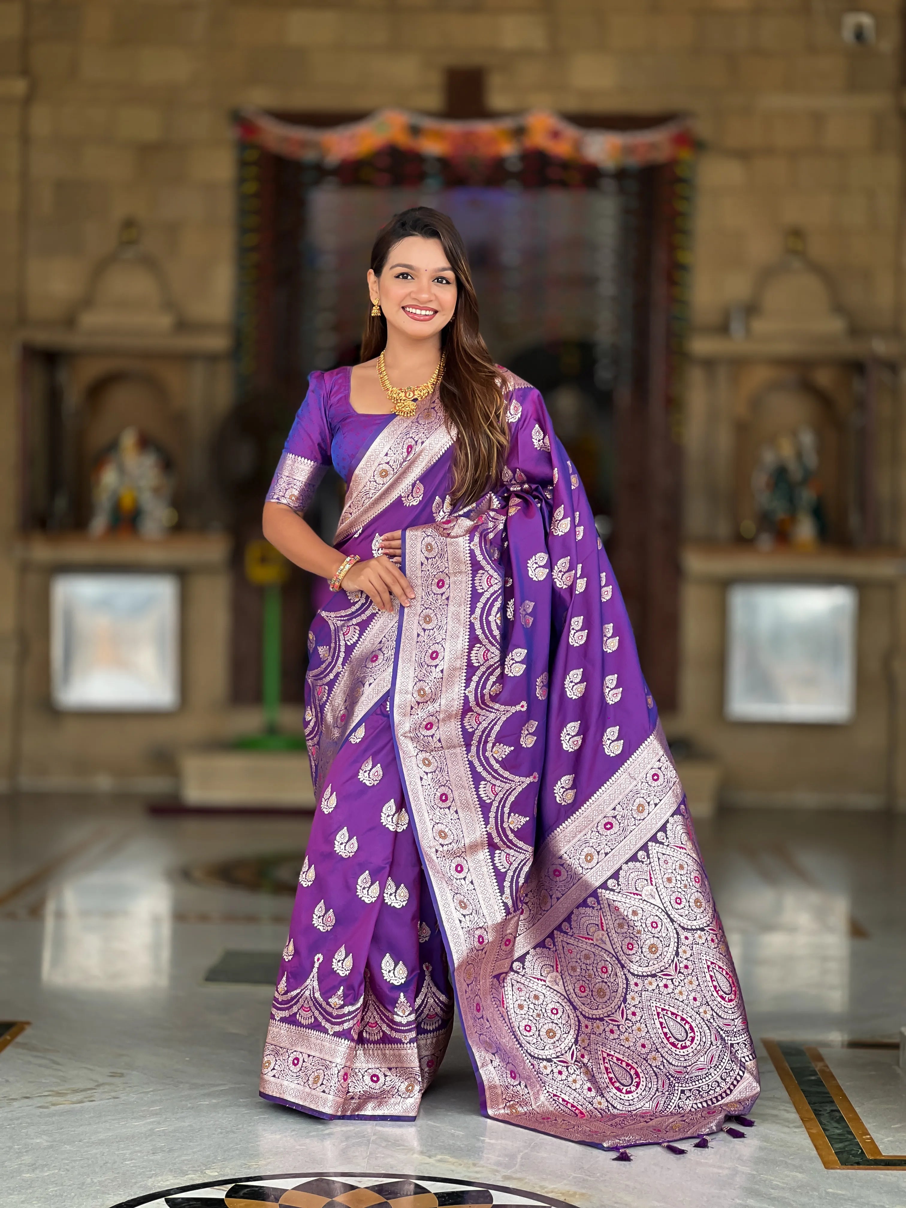 Soft Silk Banarasi Meenakari Saree