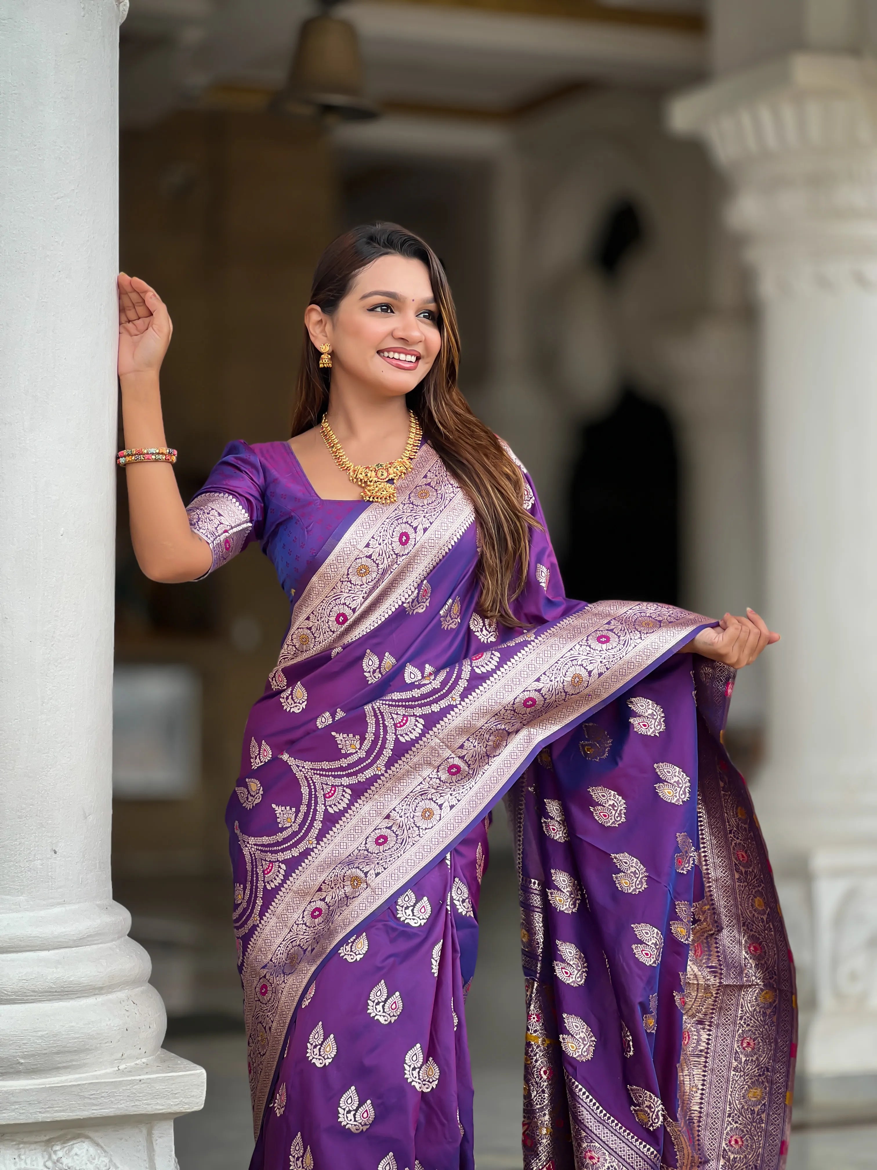 Soft Silk Banarasi Meenakari Saree