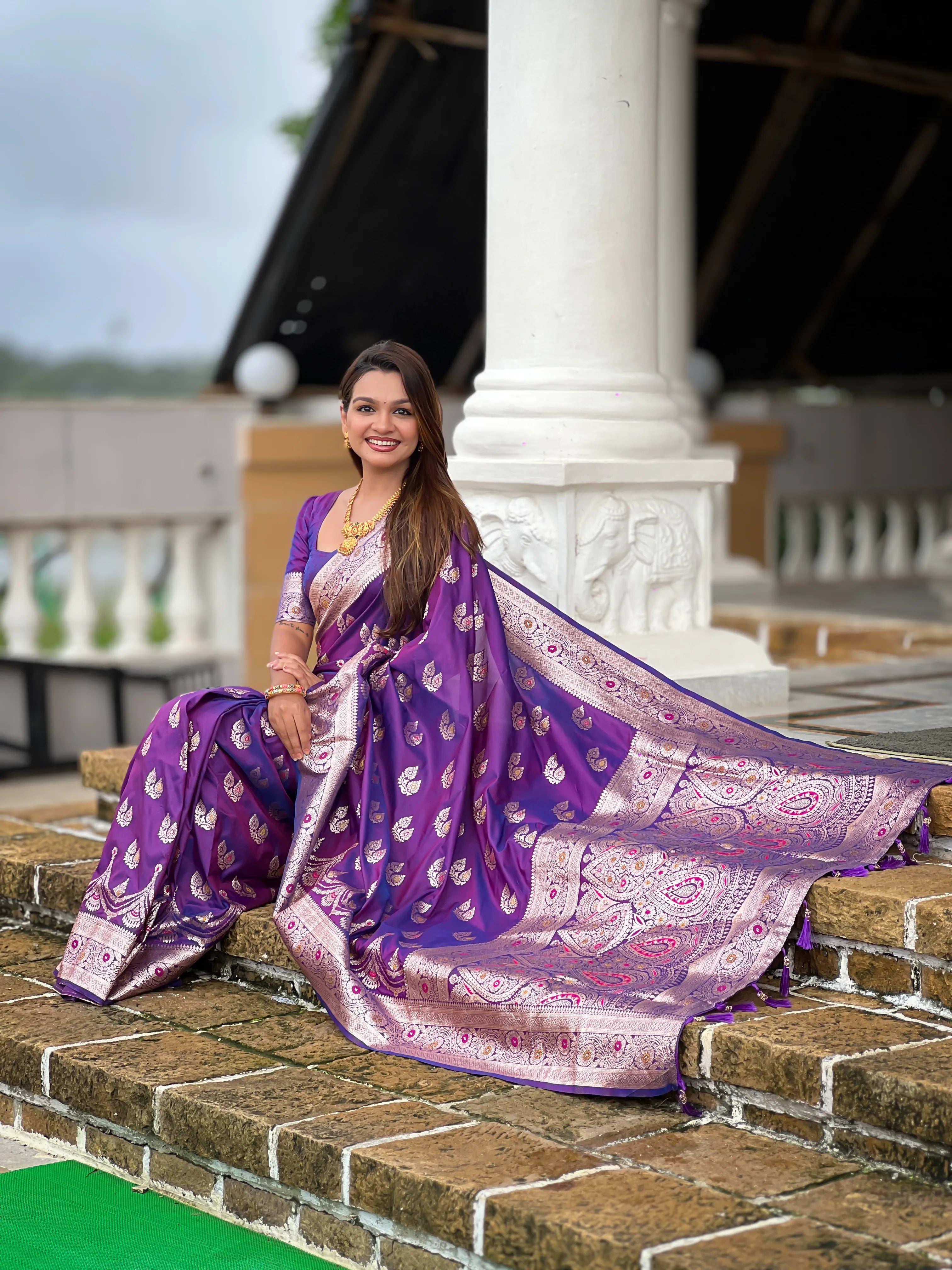 Soft Silk Banarasi Meenakari Saree