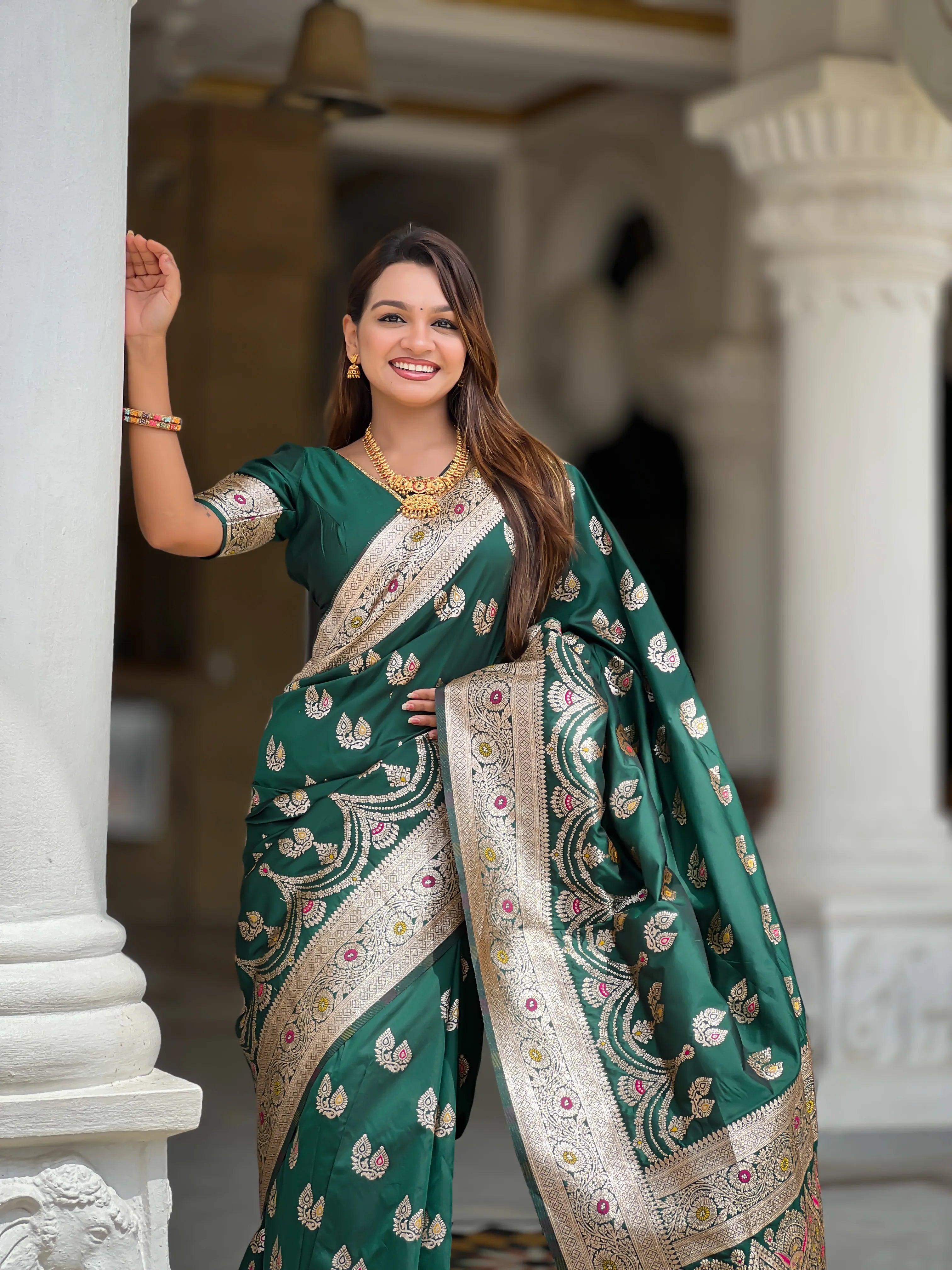 Soft Silk Banarasi Meenakari Saree