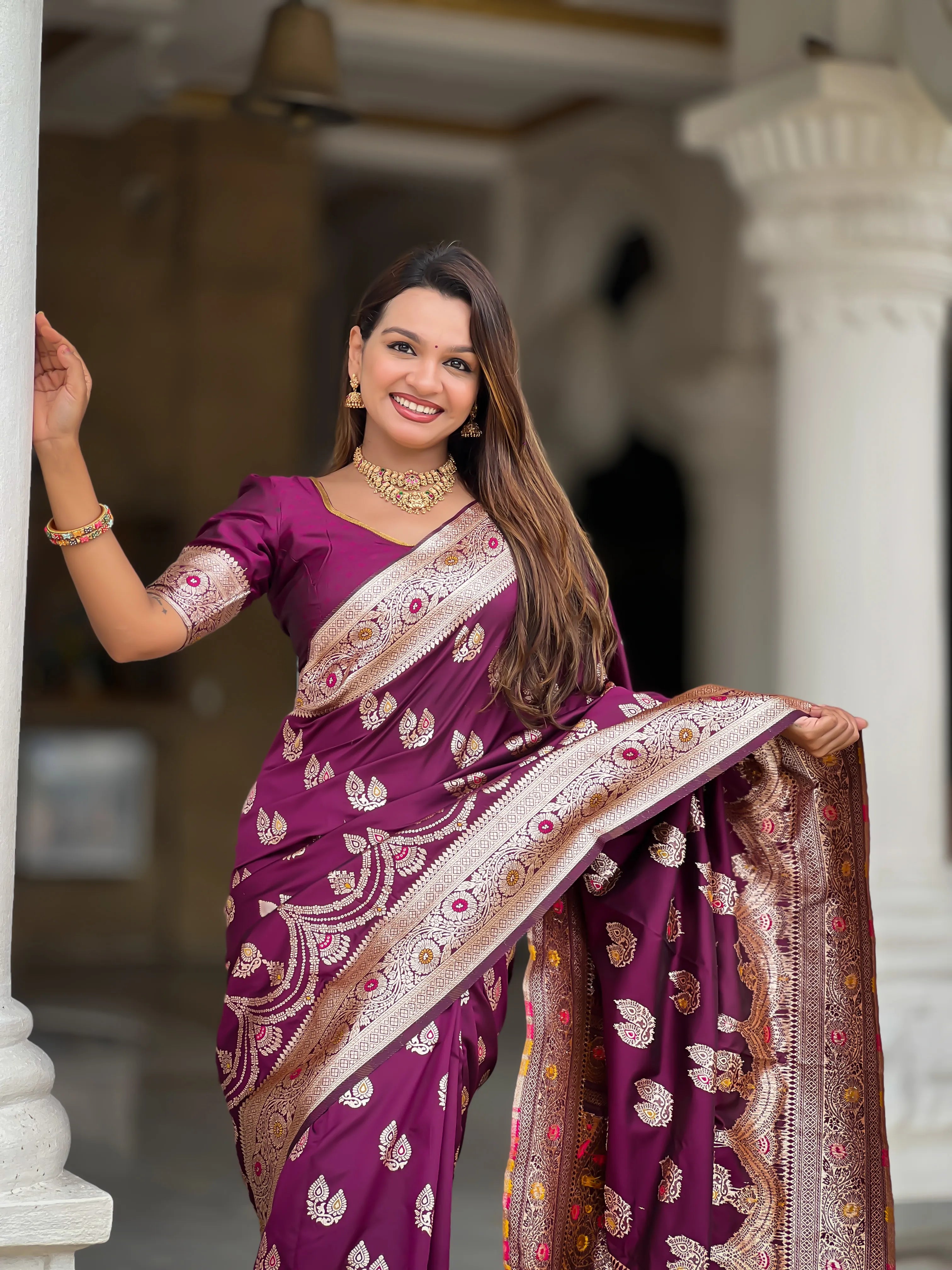Soft Silk Banarasi Meenakari Saree