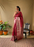 Litchi SIlk Printed Kalamkari Saree
