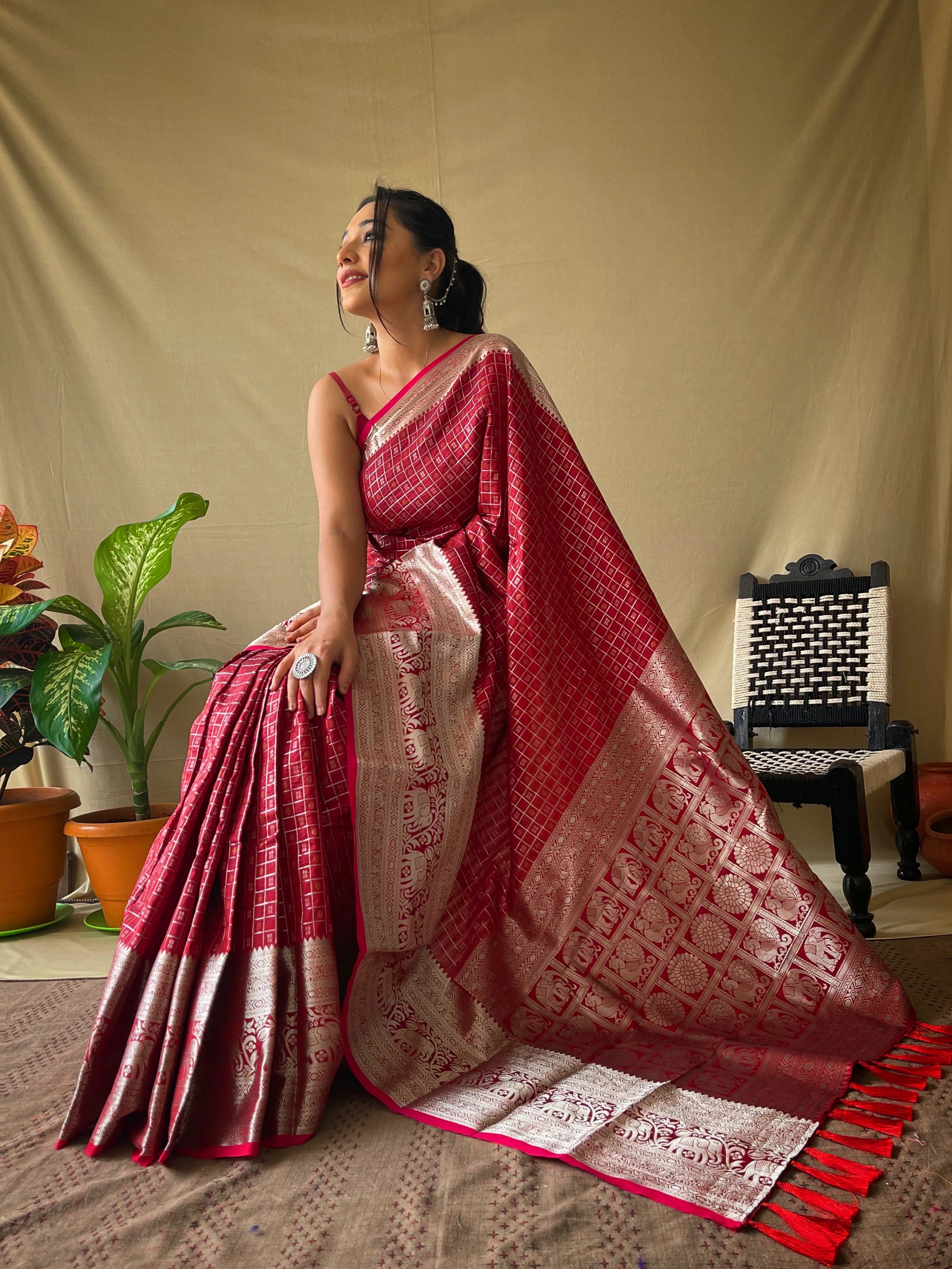 Litchi SIlk Printed Kalamkari Saree