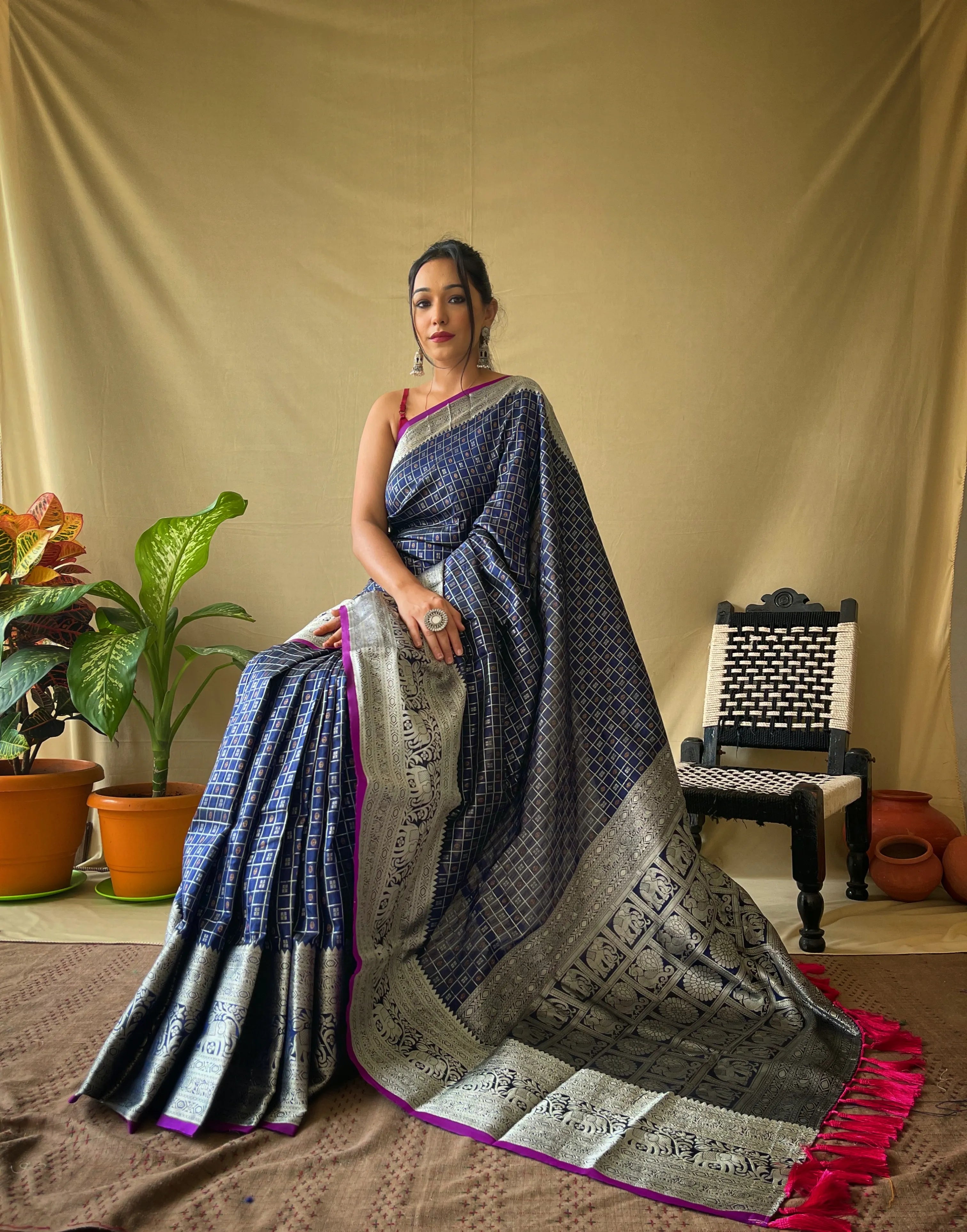 Litchi SIlk Printed Kalamkari Saree