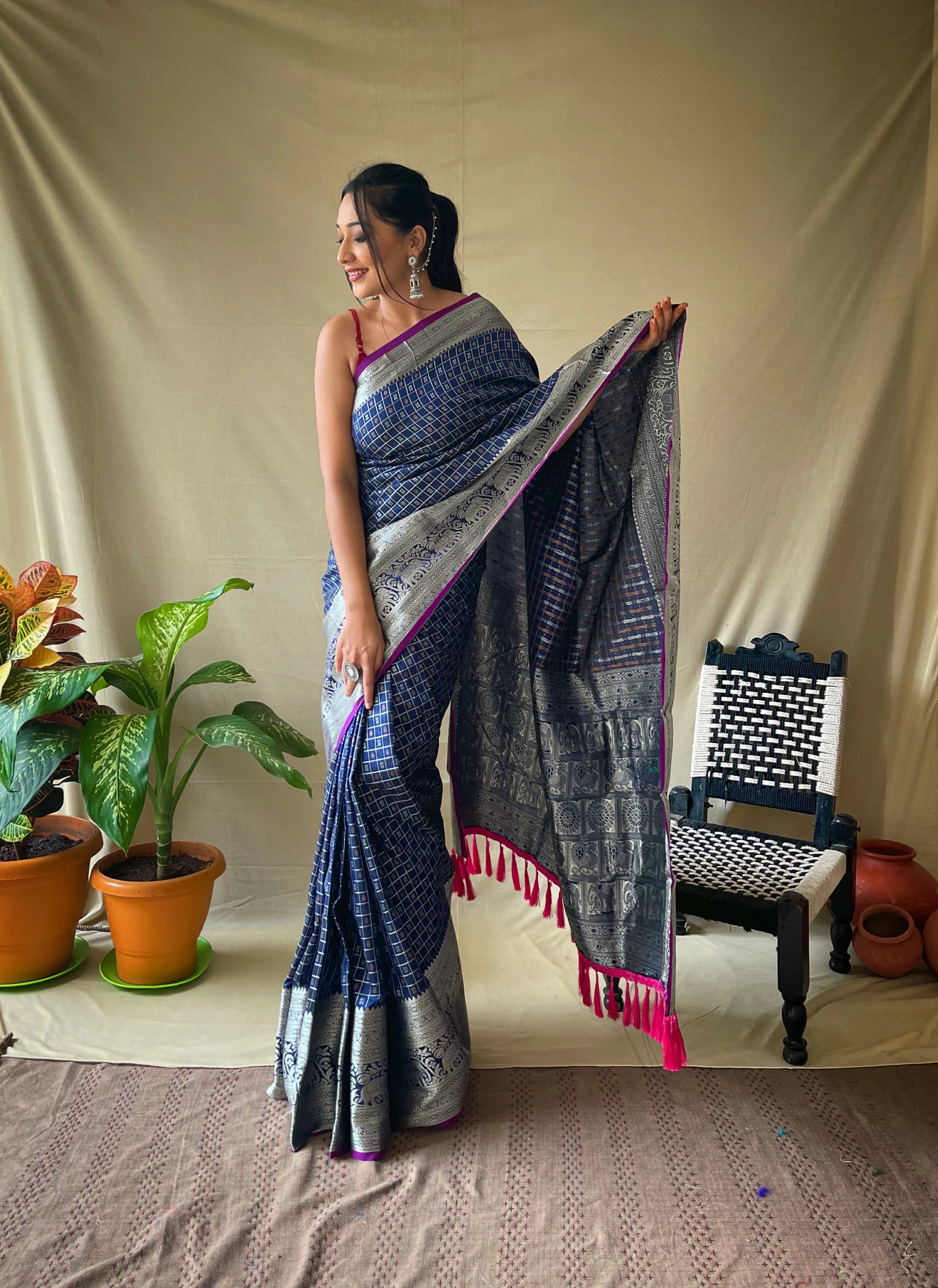 Litchi SIlk Printed Kalamkari Saree