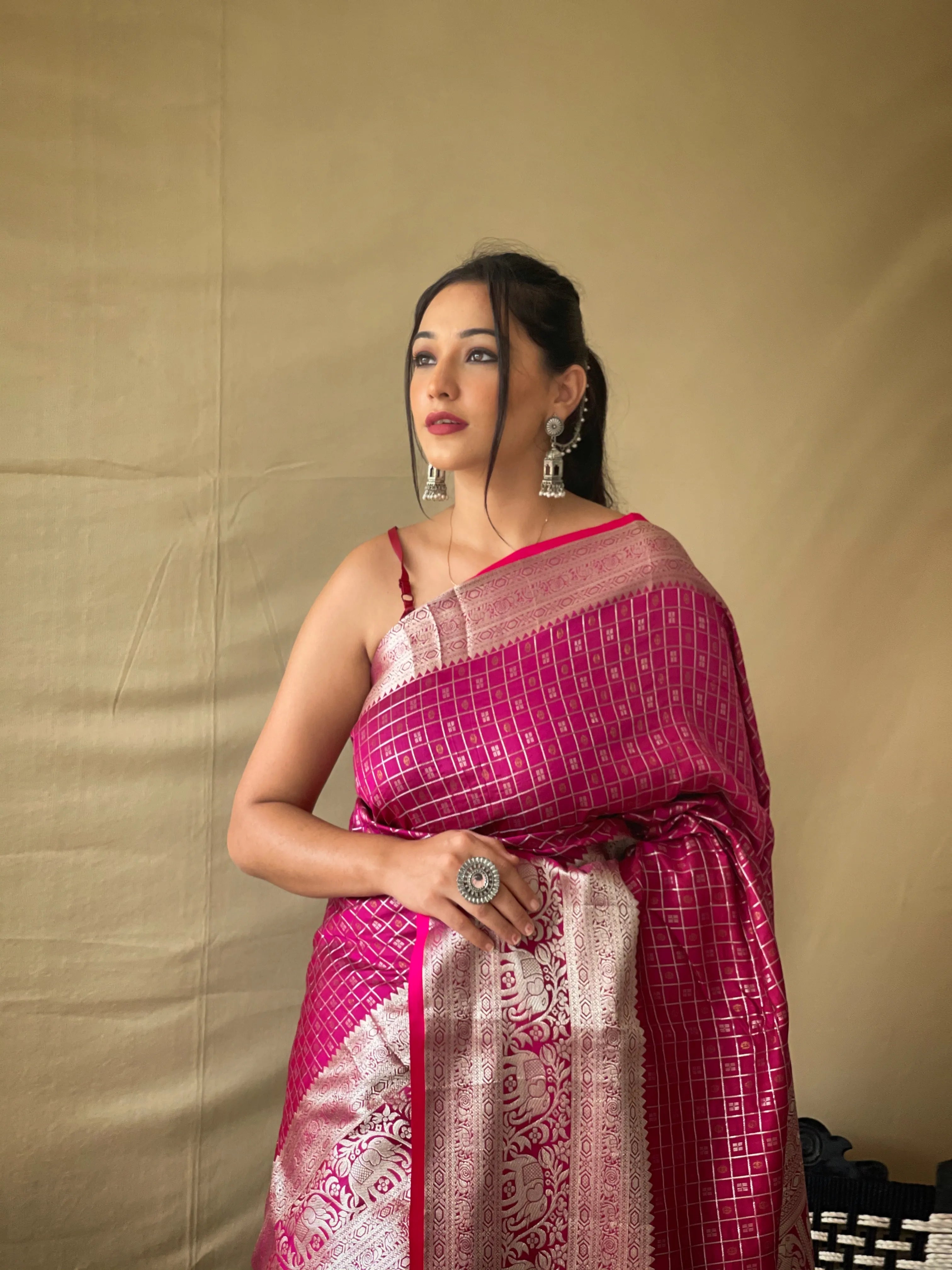 Litchi SIlk Printed Kalamkari Saree
