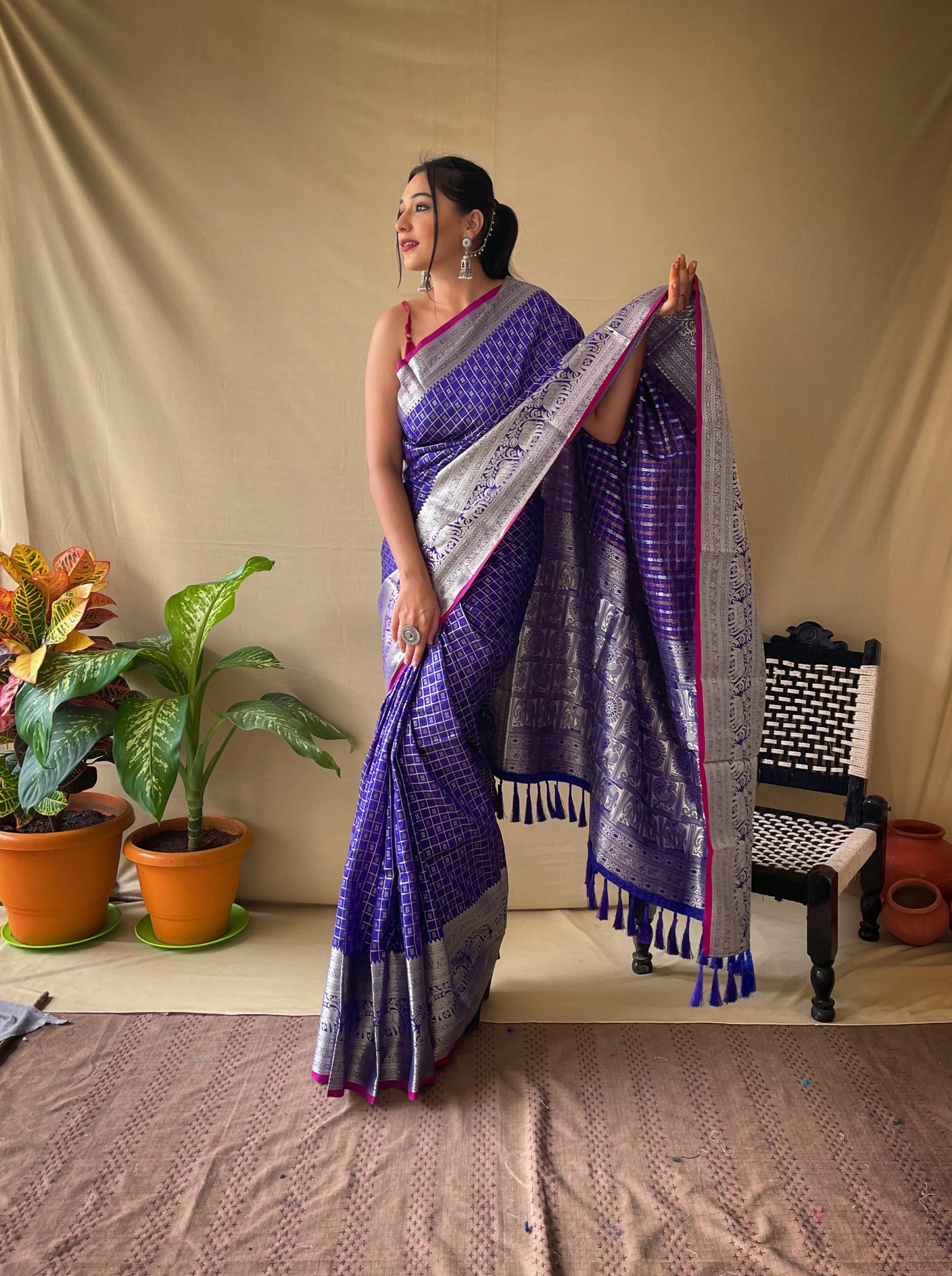 Litchi SIlk Printed Kalamkari Saree