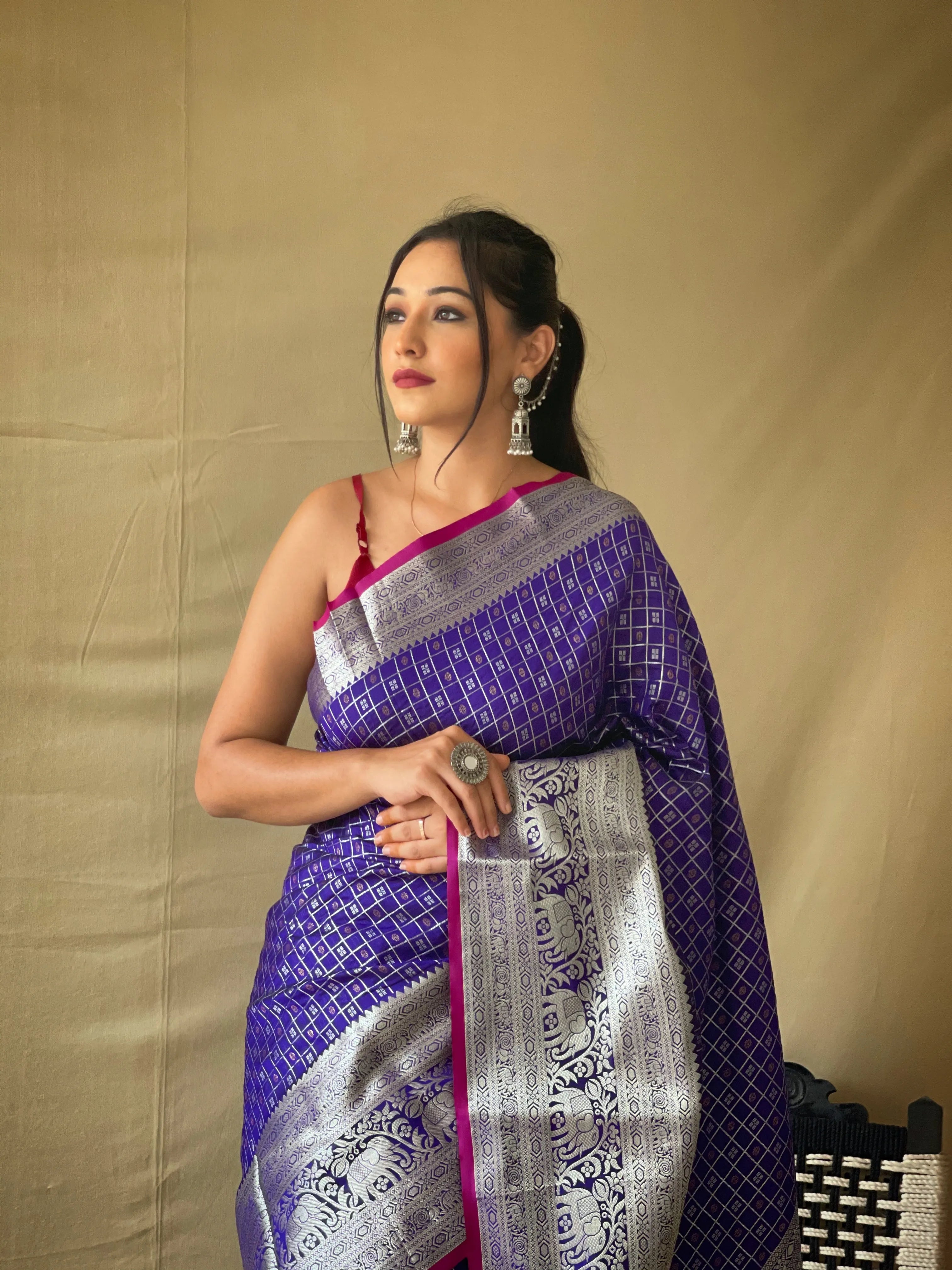 Litchi SIlk Printed Kalamkari Saree
