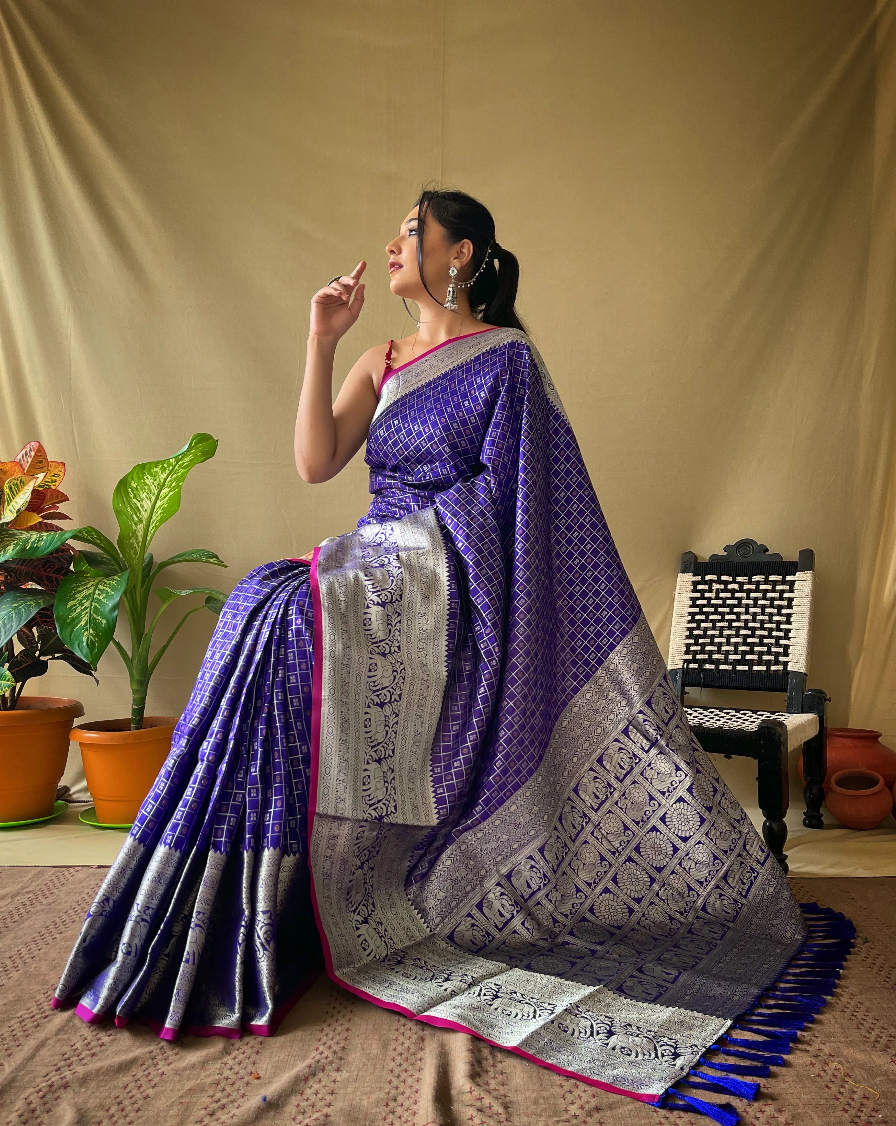 Litchi SIlk Printed Kalamkari Saree