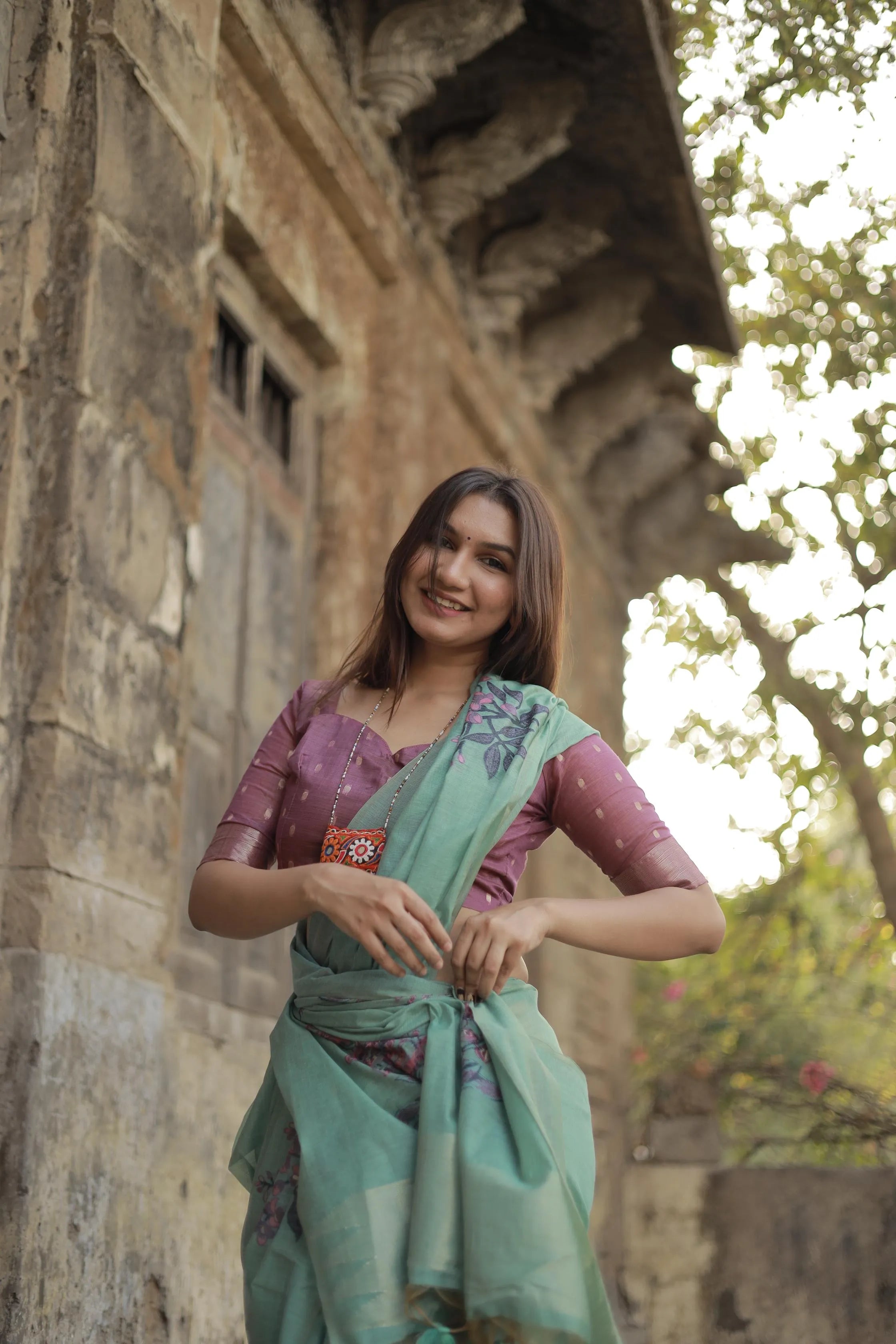 Classic Muga Cotton Floral Saree