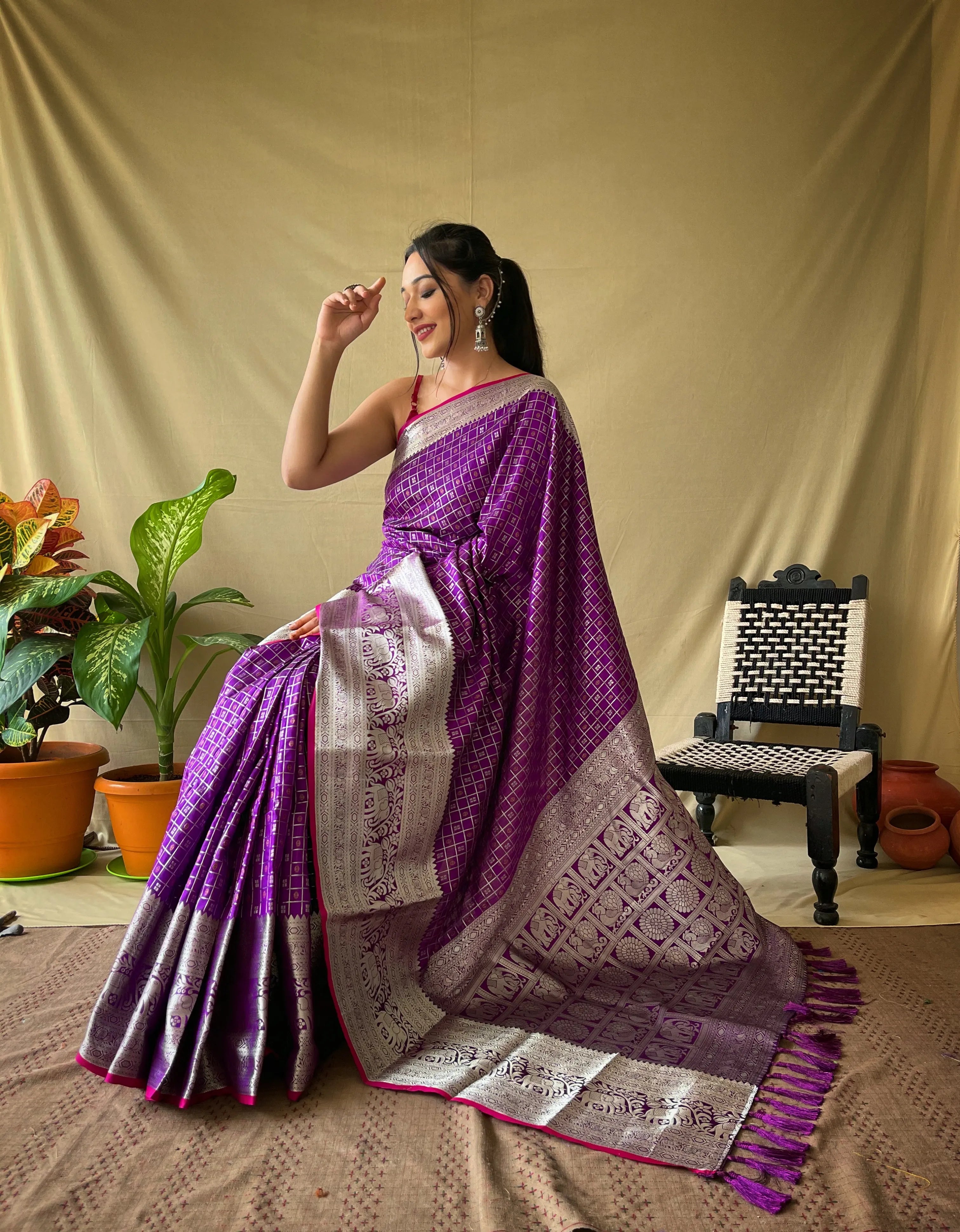 Litchi SIlk Printed Kalamkari Saree