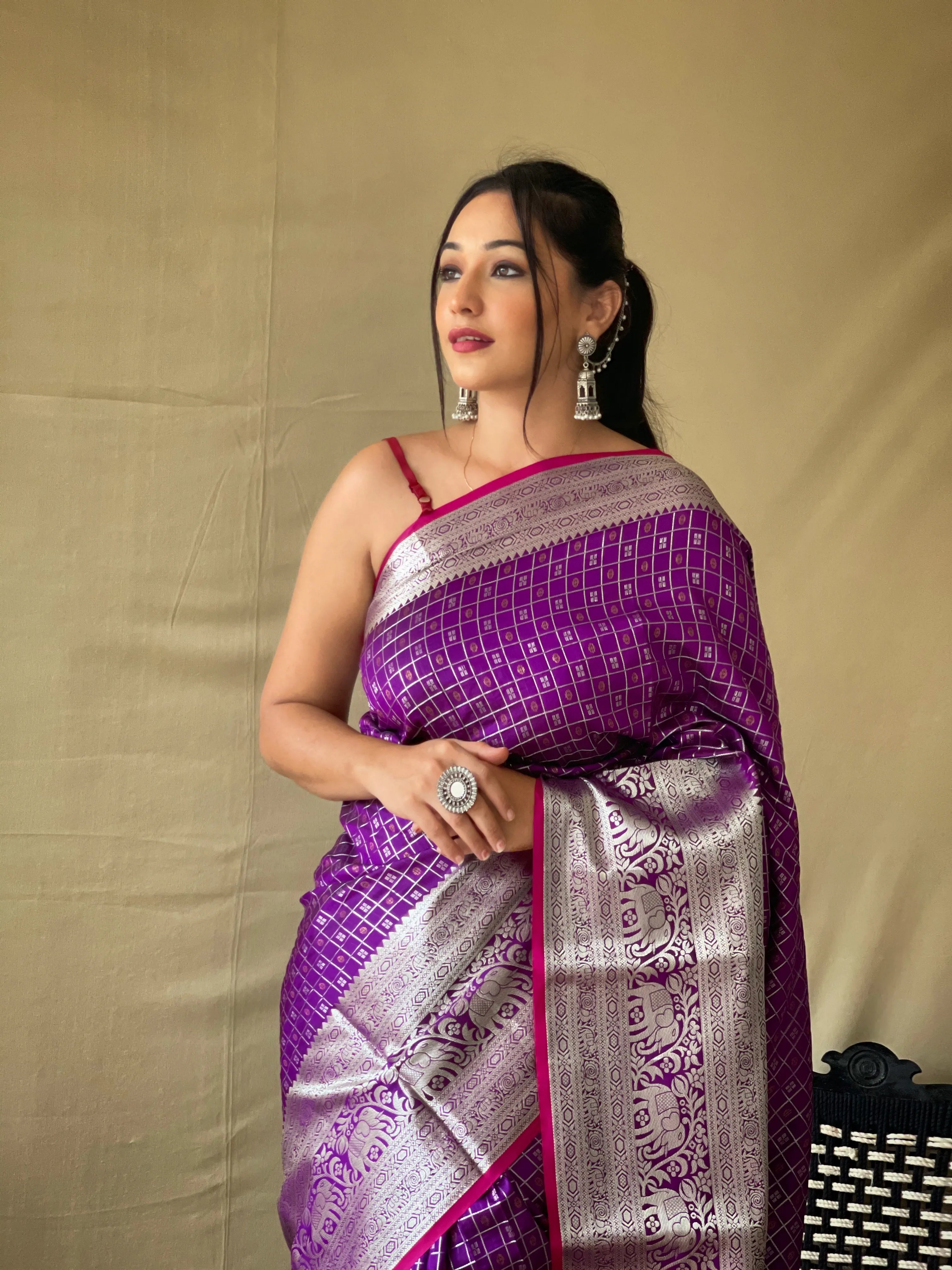Litchi SIlk Printed Kalamkari Saree