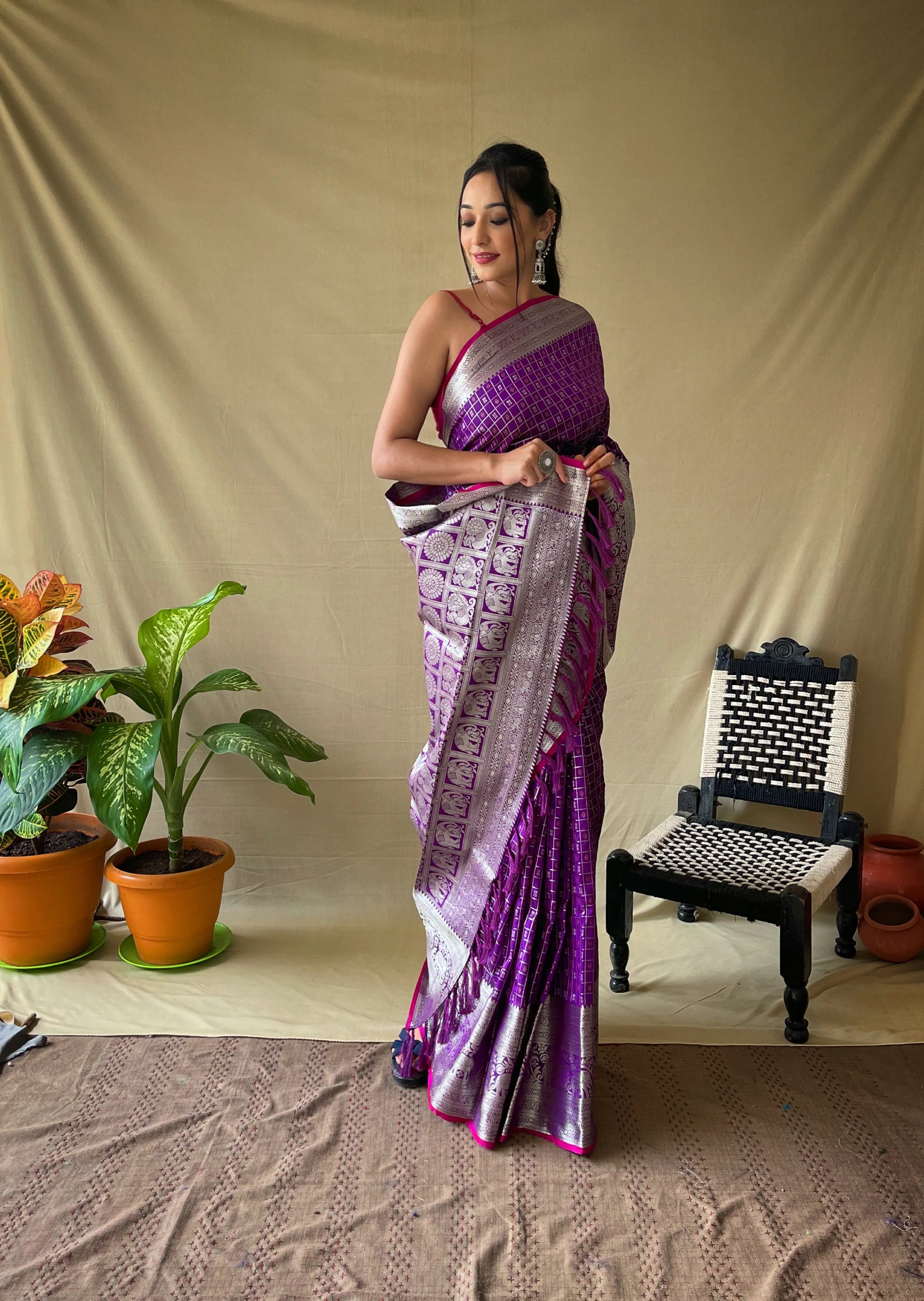 Litchi SIlk Printed Kalamkari Saree