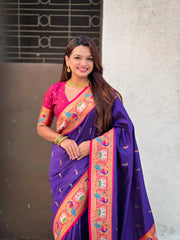 Paithani Meenakari Swan Fancy Border Saree