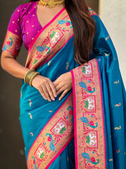 Paithani Meenakari Swan Fancy Border Saree