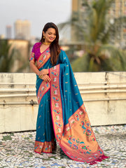Paithani Meenakari Swan Fancy Border Saree