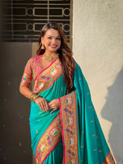 Paithani Meenakari Swan Fancy Border Saree
