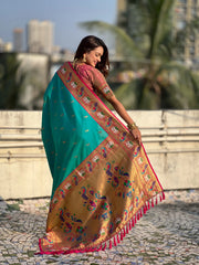 Paithani Meenakari Swan Fancy Border Saree