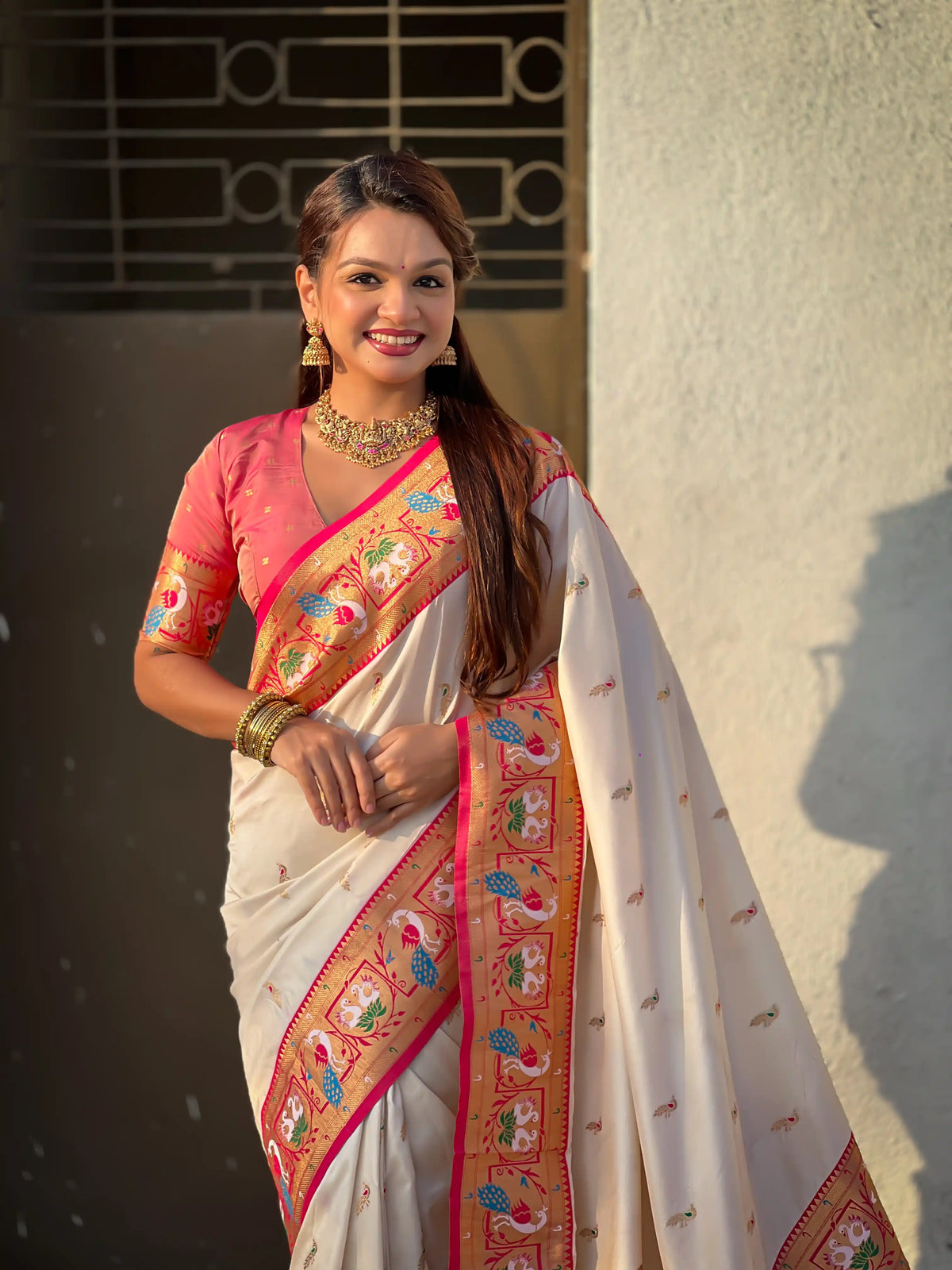 Paithani Meenakari Swan Fancy Border Saree