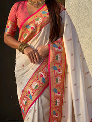 Paithani Meenakari Swan Fancy Border Saree