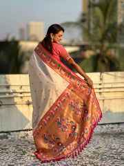 Paithani Meenakari Swan Fancy Border Saree
