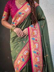 Paithani Meenakari Swan Fancy Border Saree