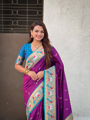 Paithani Meenakari Swan Fancy Border Saree