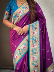 Paithani Meenakari Swan Fancy Border Saree