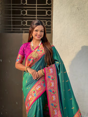 Paithani Meenakari Swan Fancy Border Saree
