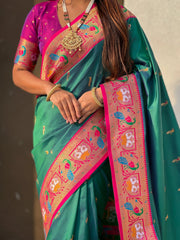 Paithani Meenakari Swan Fancy Border Saree