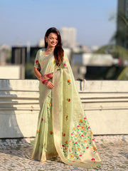 Organza Jamdani Pastel Saree