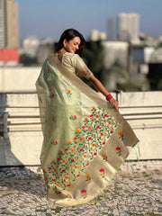 Organza Jamdani Pastel Saree