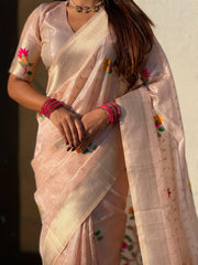 Organza Jamdani Pastel Saree
