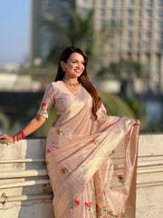 Organza Jamdani Pastel Saree