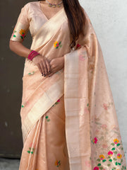 Organza Jamdani Pastel Saree